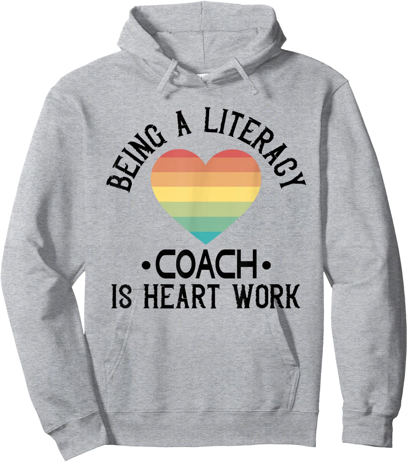 Literacy Coach Literacy Day Heart Work Reading Teacher Hoodie - Hoodie | Ash