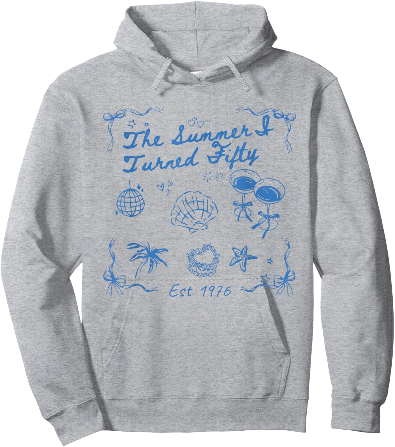 Summer I Turned Fifty 50th Birthday Seashell Coastal Beach Hoodie - Hoodie | Ash
