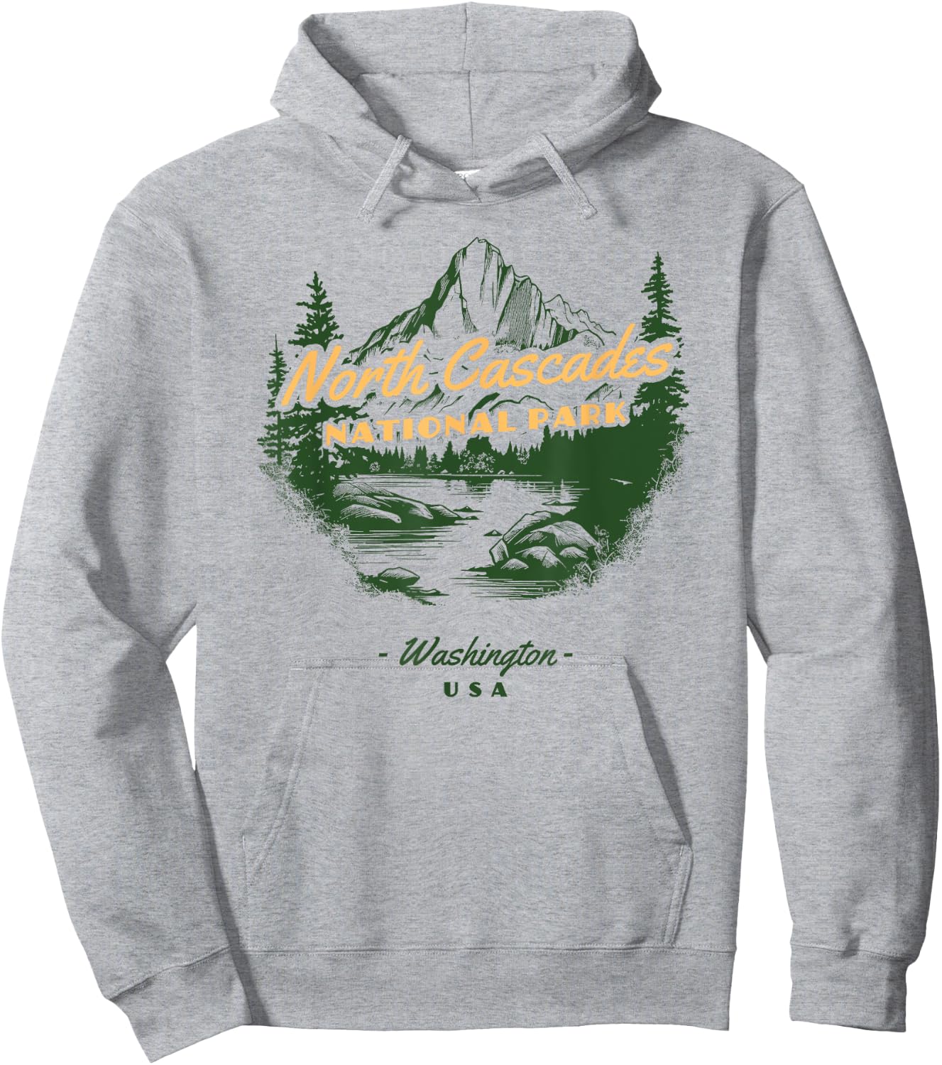 North Cascades National Park Washington Retro Vintage Hoodie - Hoodie | Ash