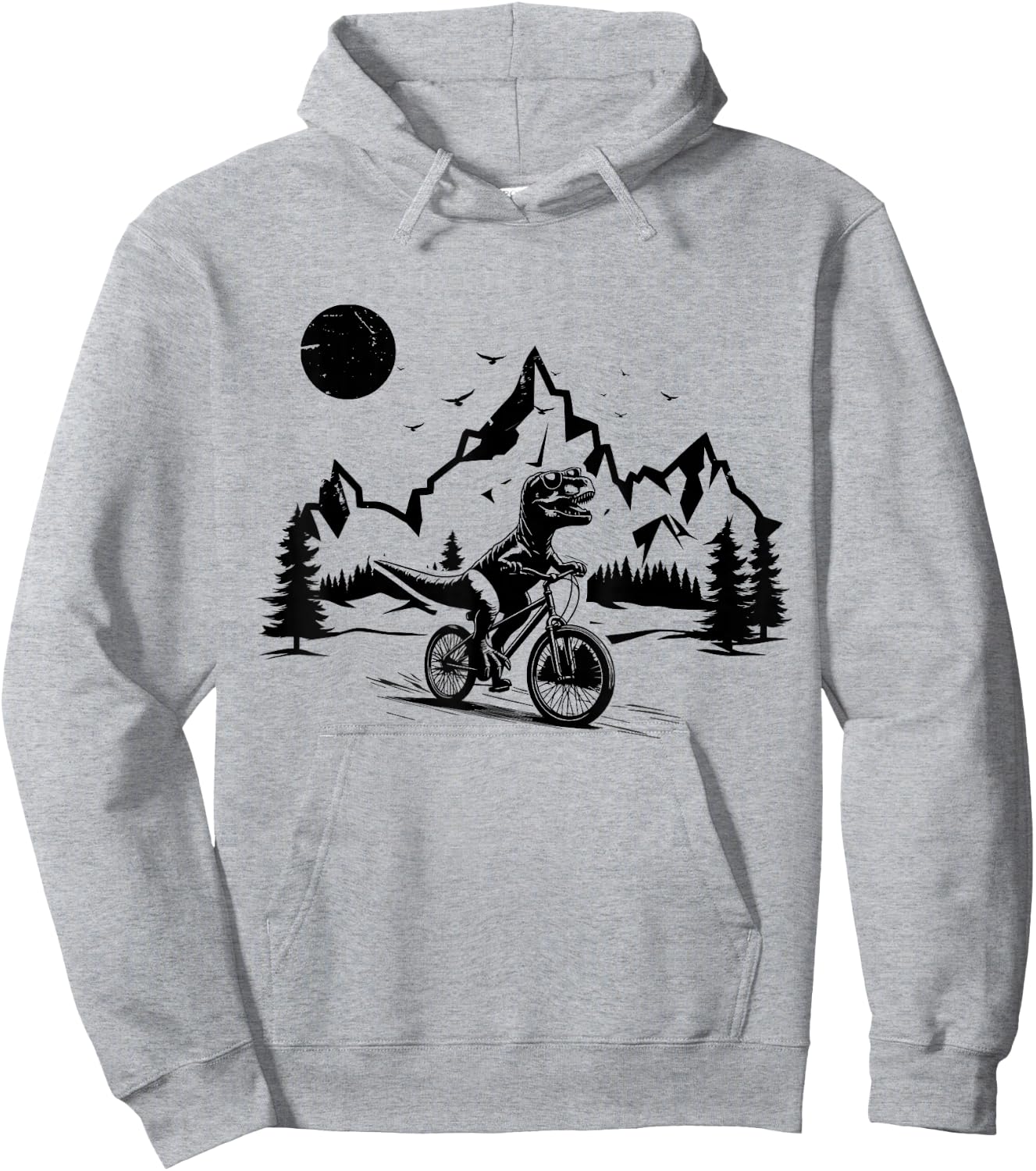 Trex Riding Bicycle Vintage Mountain Biking Dino T-Rex Biker Hoodie - Hoodie | Ash