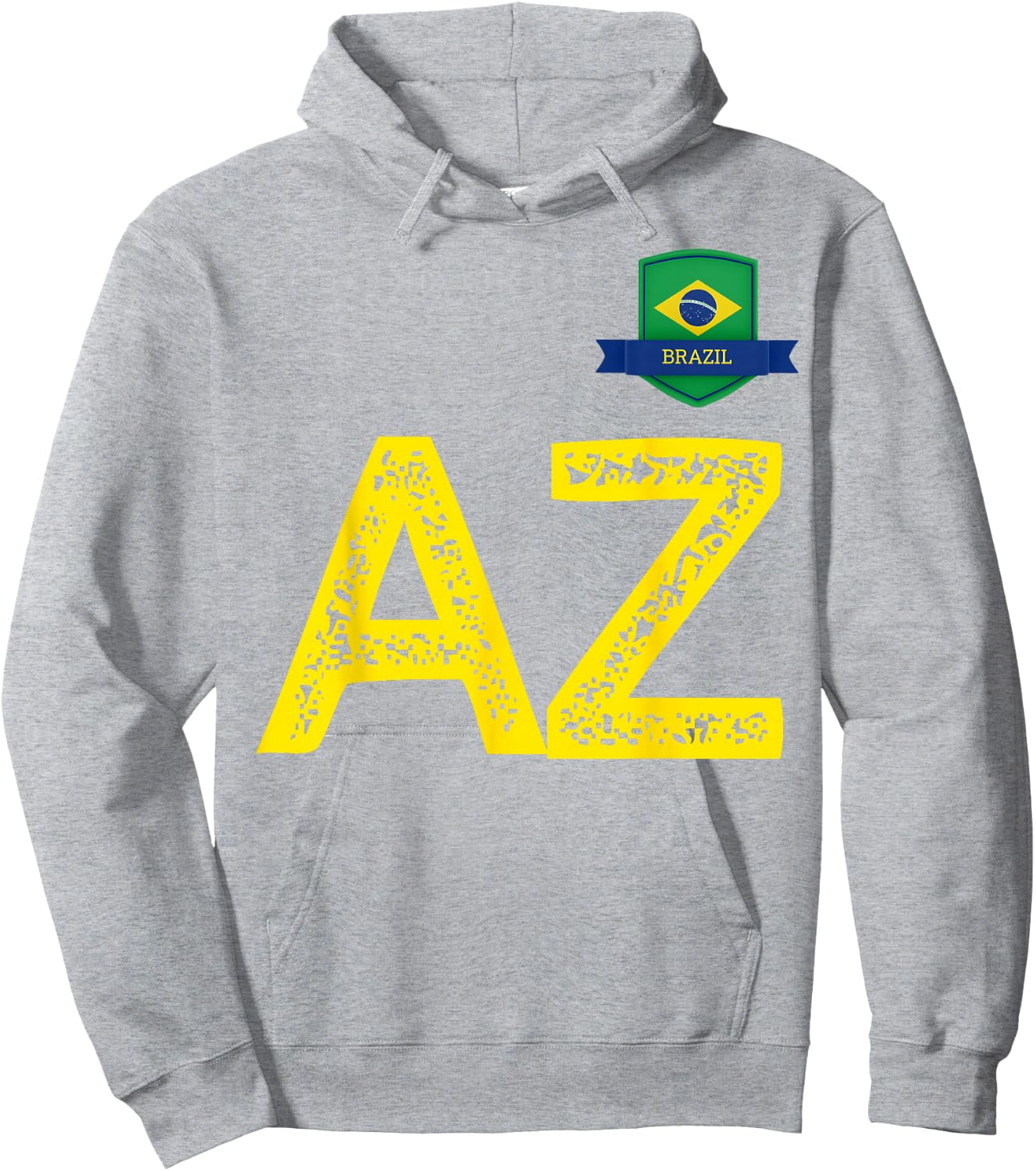 Brazil Human-Flag Letter A and Letter Z Brazil Hoodie - Hoodie | Ash