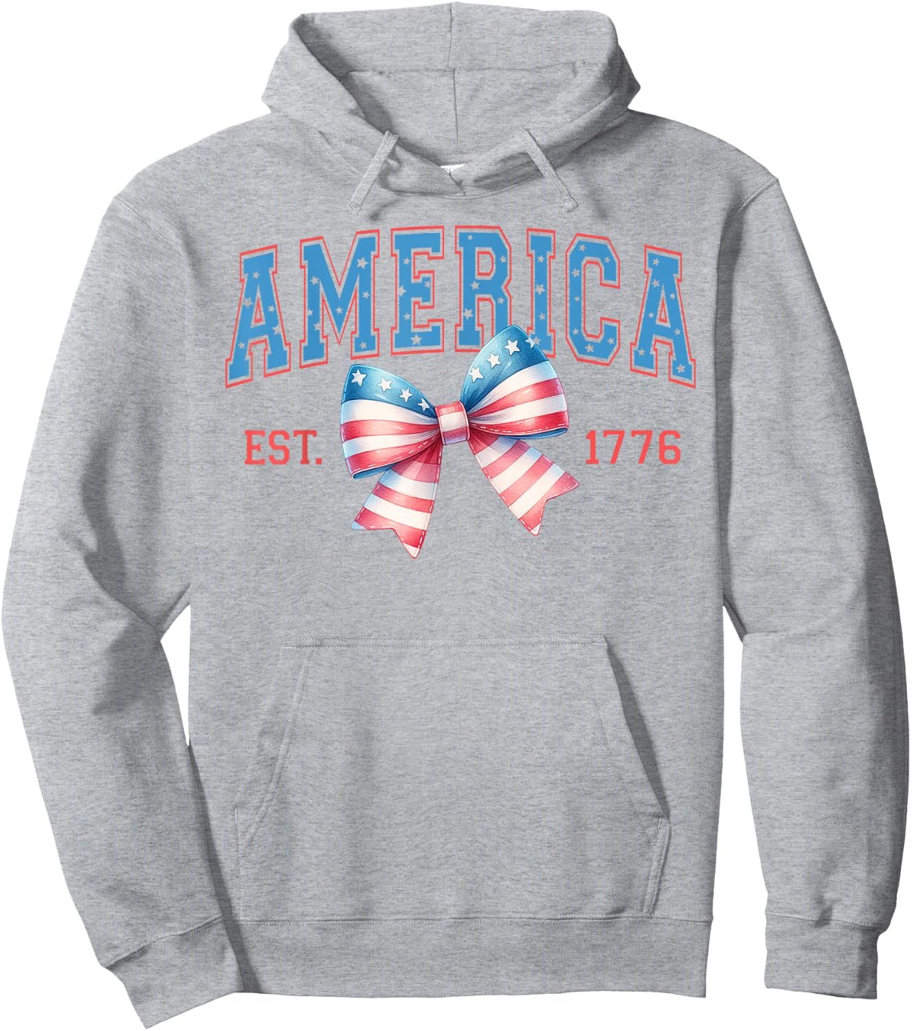 America Est. 1776 Patriotic Coquette Bow 4th of July Hoodie - Hoodie | Ash