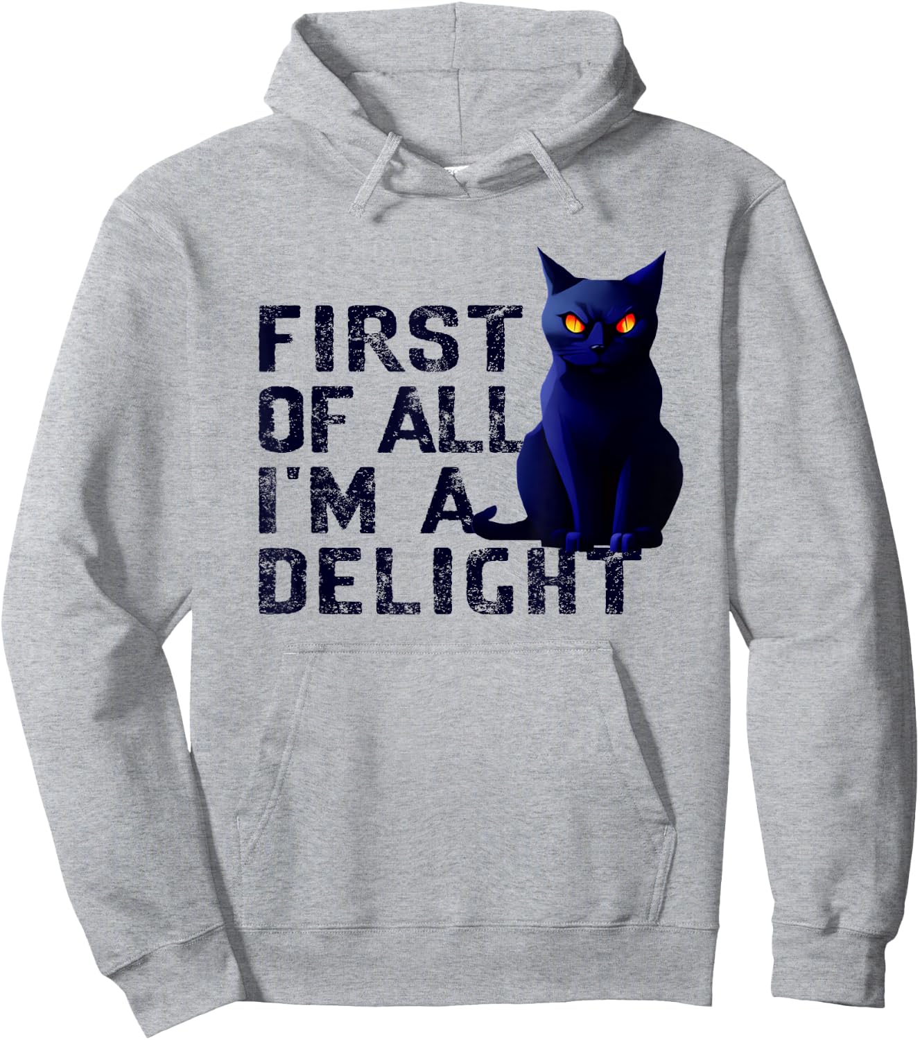 First Of All I'm A Delight Funny Sarcastic Cat Men Women Hoodie - Hoodie | Ash