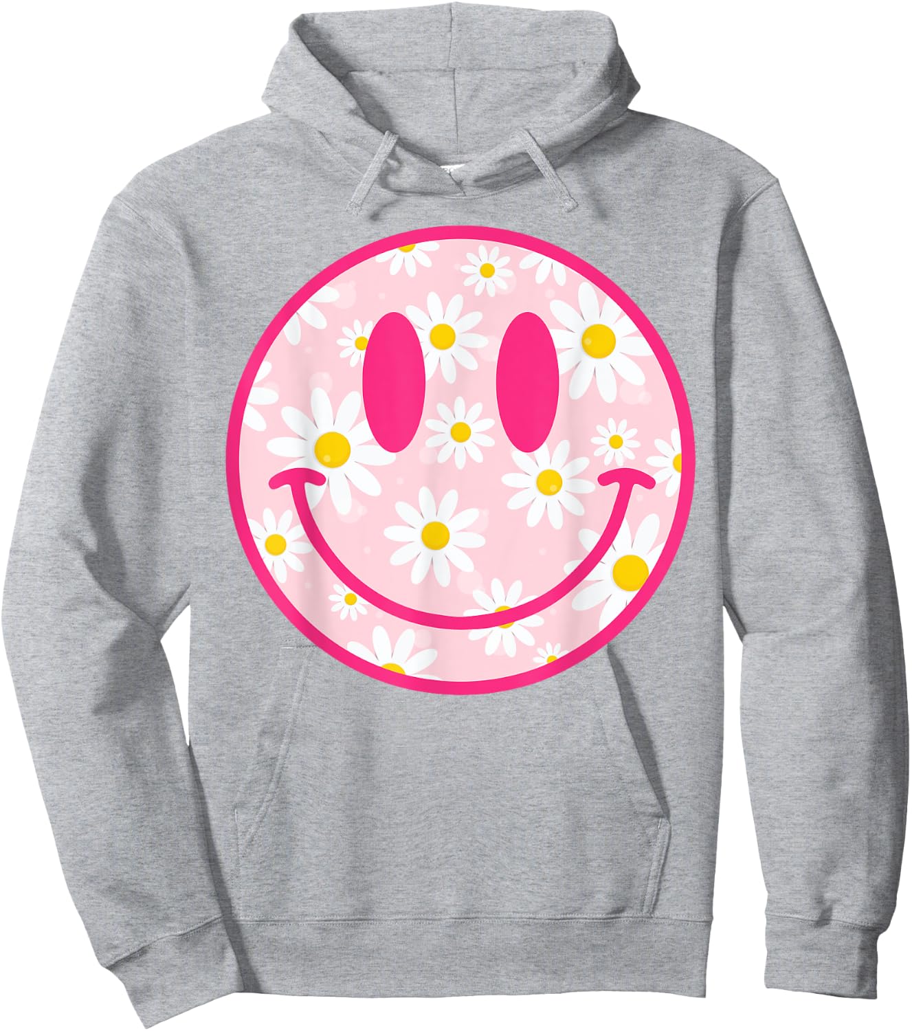 Happy Face Daisy Flower Shirt Preppy Aesthetic Smile Face Hoodie - Hoodie | Ash