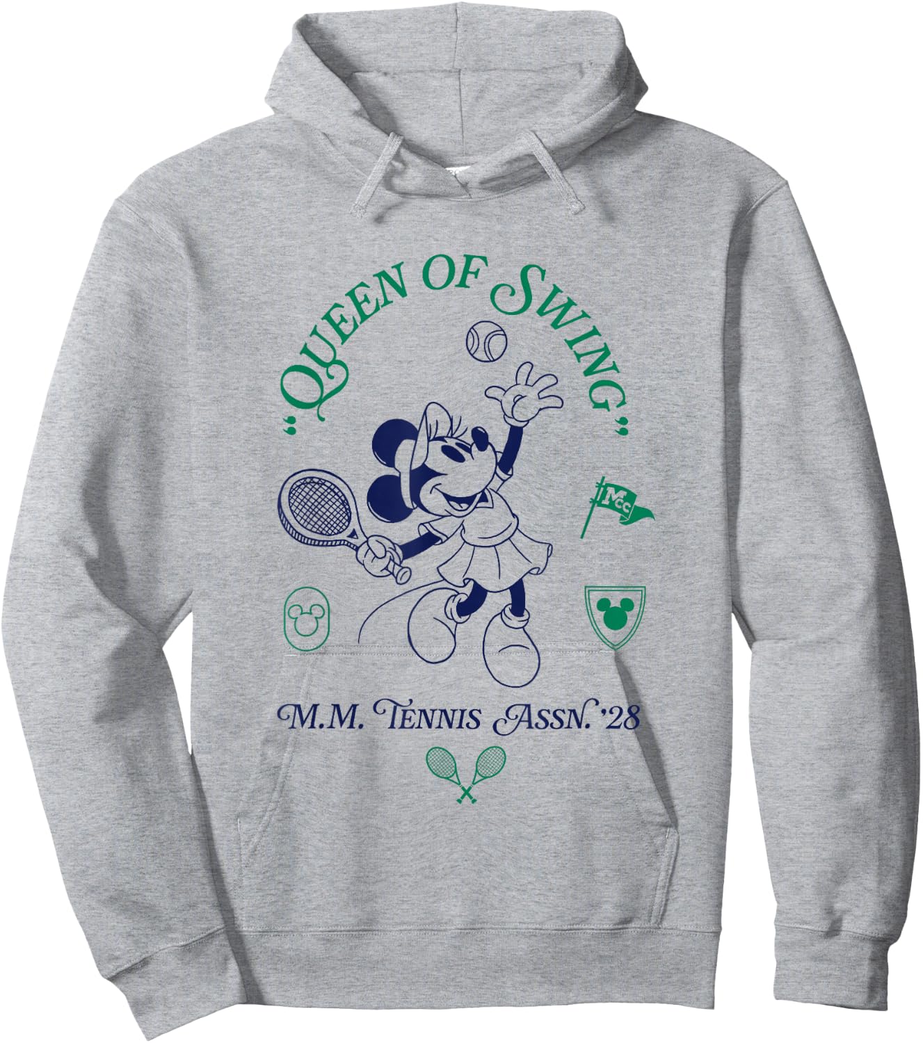 Disney Minnie Mouse Queen Of Swing M.M. Tennis Assn 28 Logo Hoodie - Hoodie | Ash