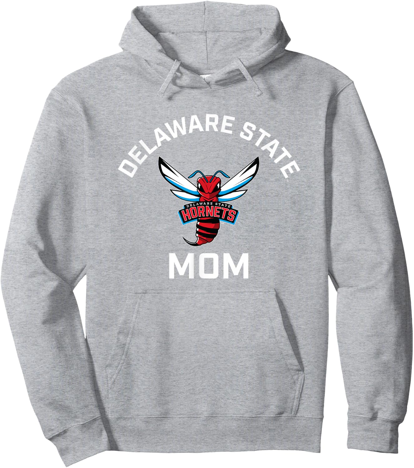 Delaware State University DSU Hornets Arched Mom Hoodie - Hoodie | Ash