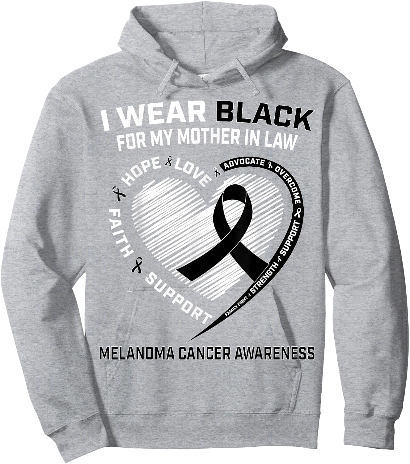 I Wear Black Mother In Law Melanoma Skin Cancer Awareness Hoodie - Hoodie | Ash