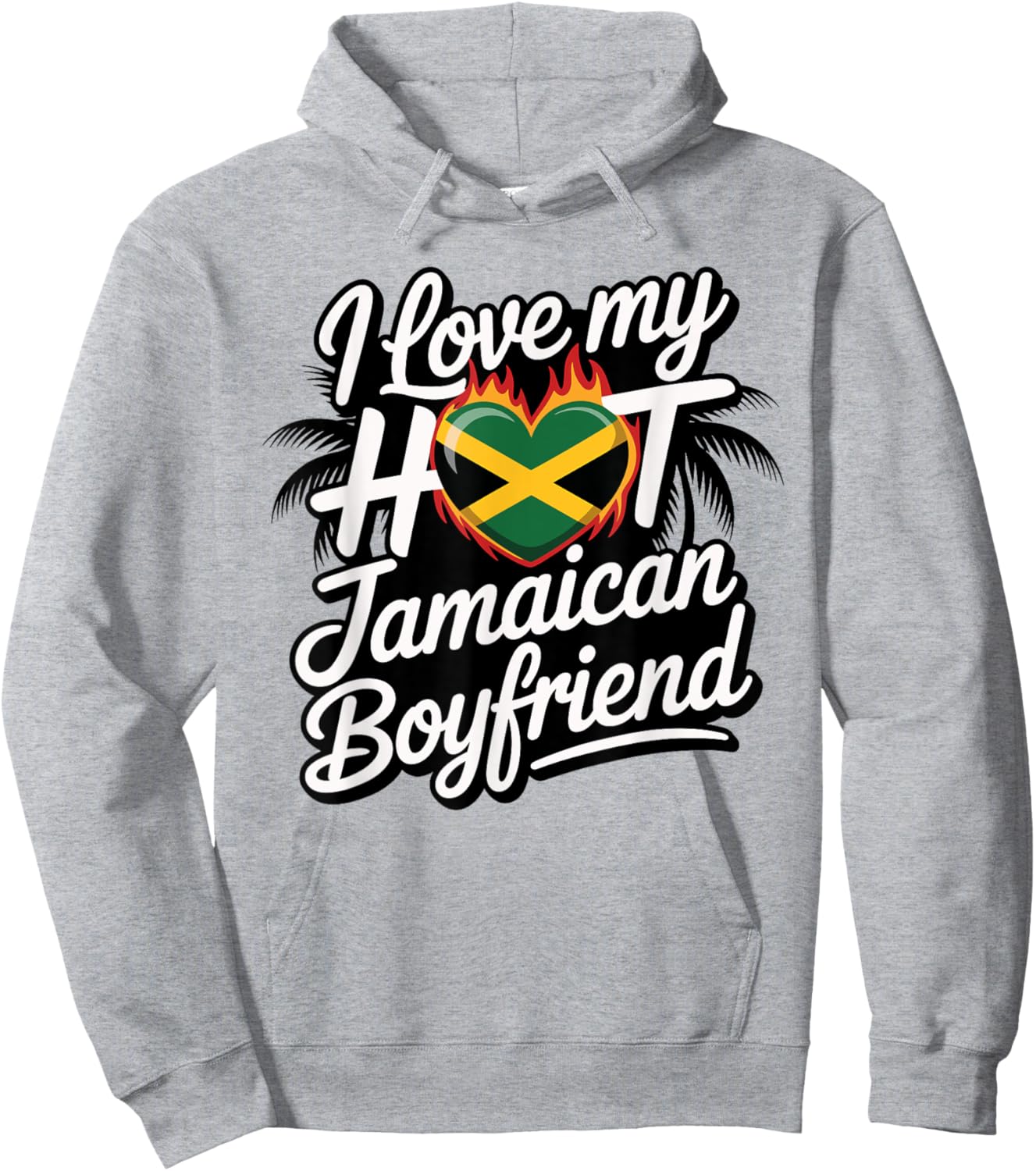 Hot Jamaican Boyfriend Flame Heart Jamaica Birthday Design Hoodie - Hoodie | Ash