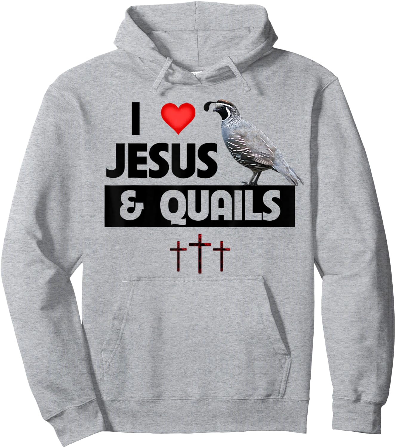 I Love Jesus and Quails Bird Watcher Christian Hunting Hoodie - Hoodie | Ash