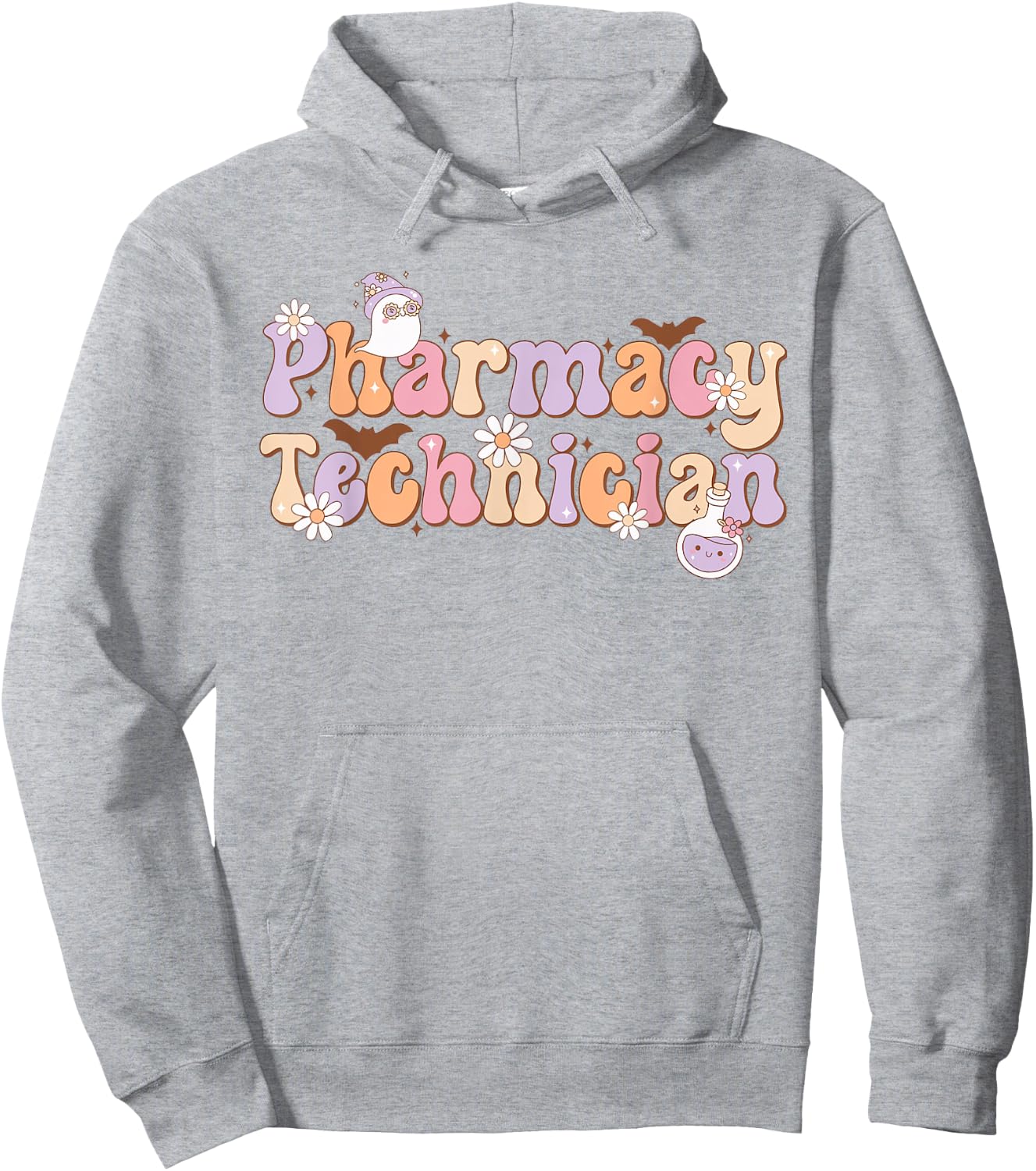 Retro Pharmacy Technician Halloween Spooky Pharmacy Tech Hoodie - Hoodie | Ash