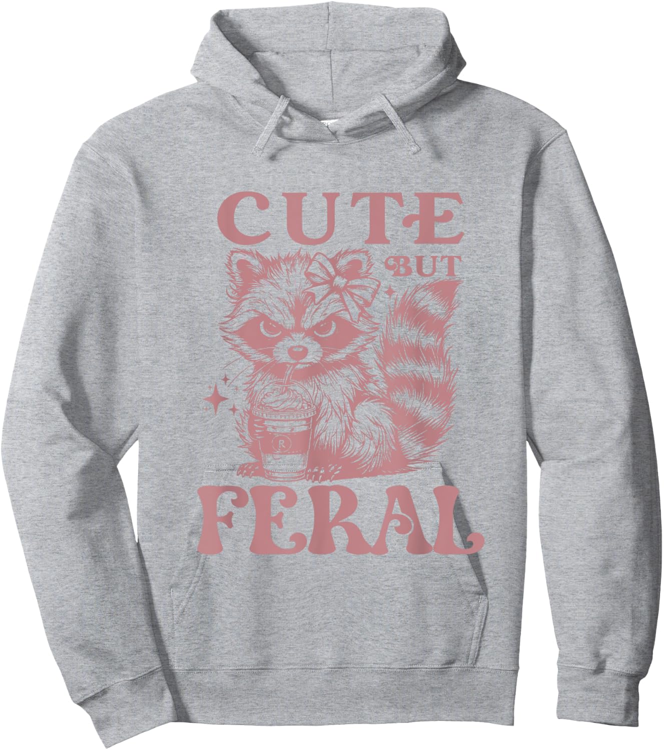 Raccoon Cute But Feral Vintage Raccoon Funny Coffee Lovers Hoodie - Hoodie | Ash