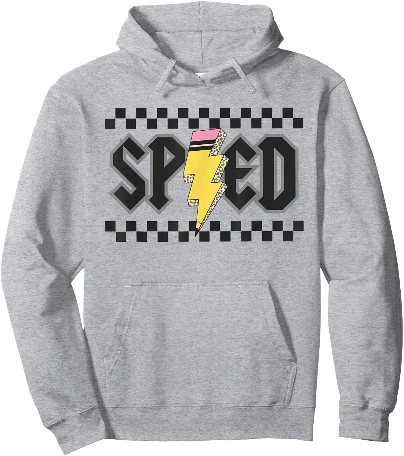 Retro SPED Teacher Pencil Lightning Bolt Back To School Hoodie - Hoodie | Ash