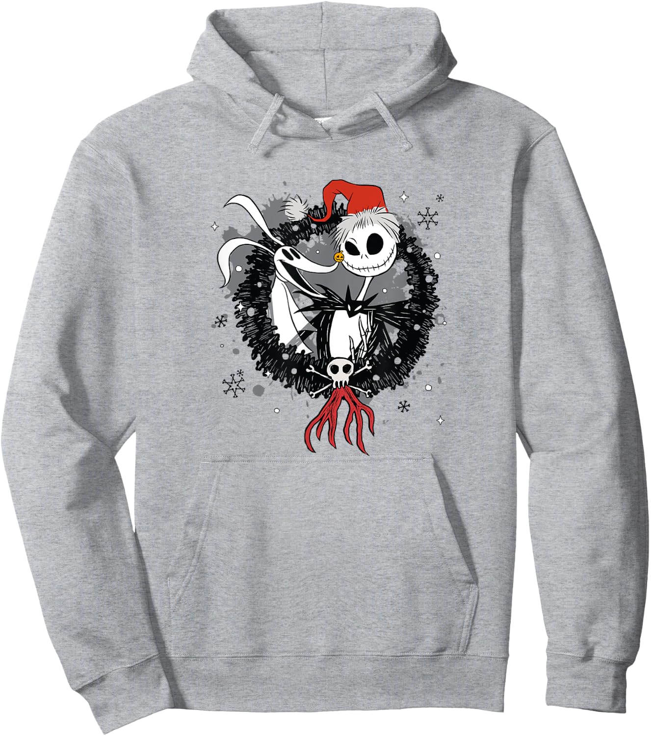 Disney The Nightmare Before Christmas Jack & Zero Wreath Hoodie - Hoodie | Ash