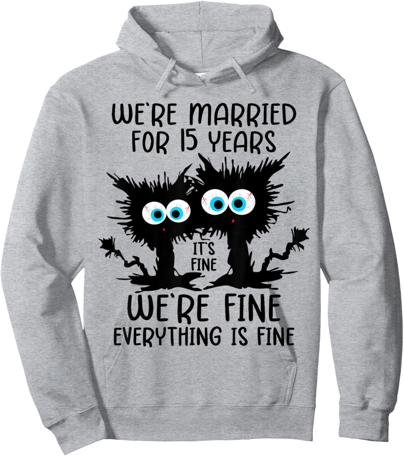 Crystal Wedding We're Married For 15 Years , Small, Grey Hoodie - Hoodie | Ash