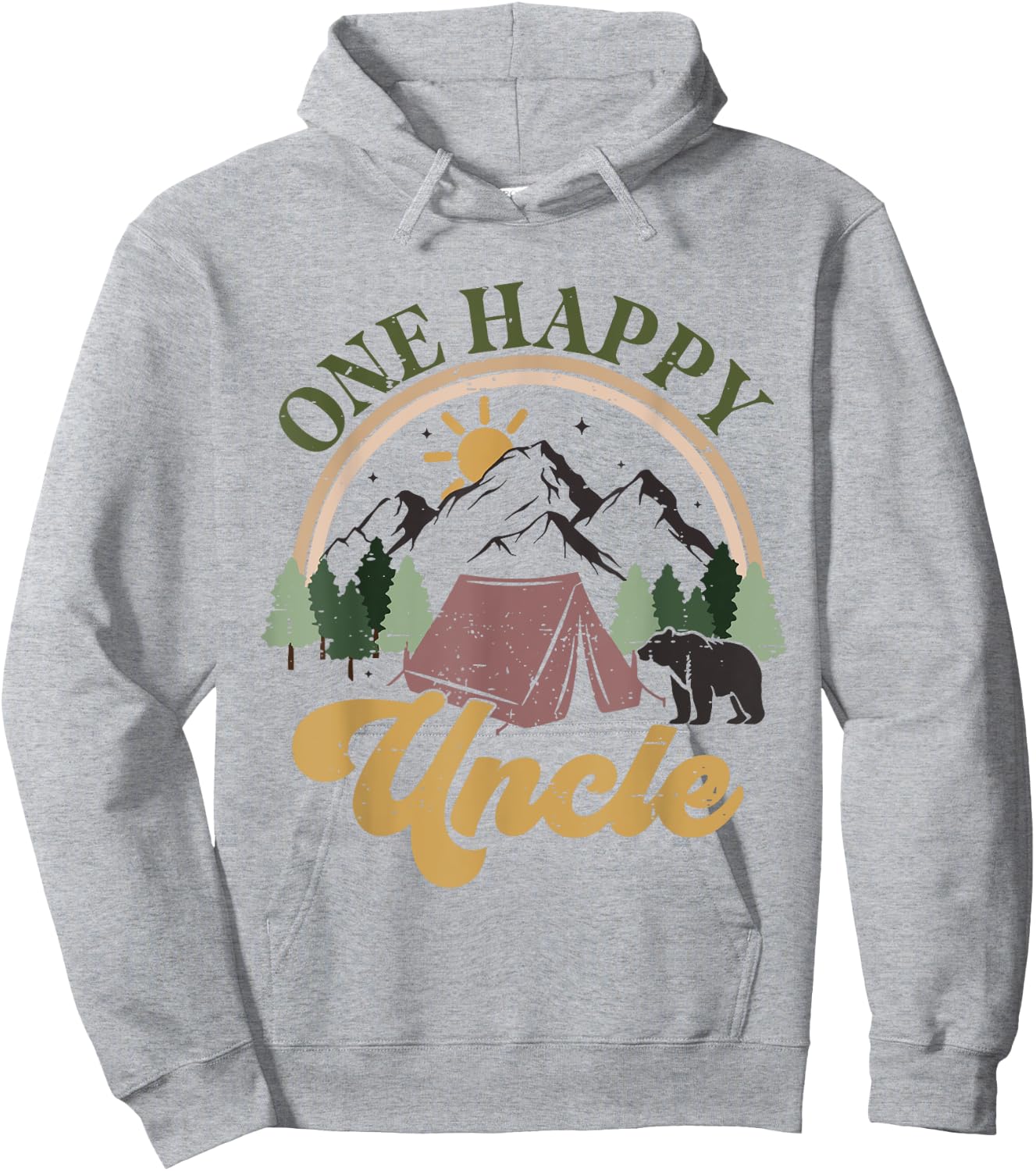 Cute One Happy Camper Birthday Decorations One Happy Uncle Hoodie - Hoodie | Ash