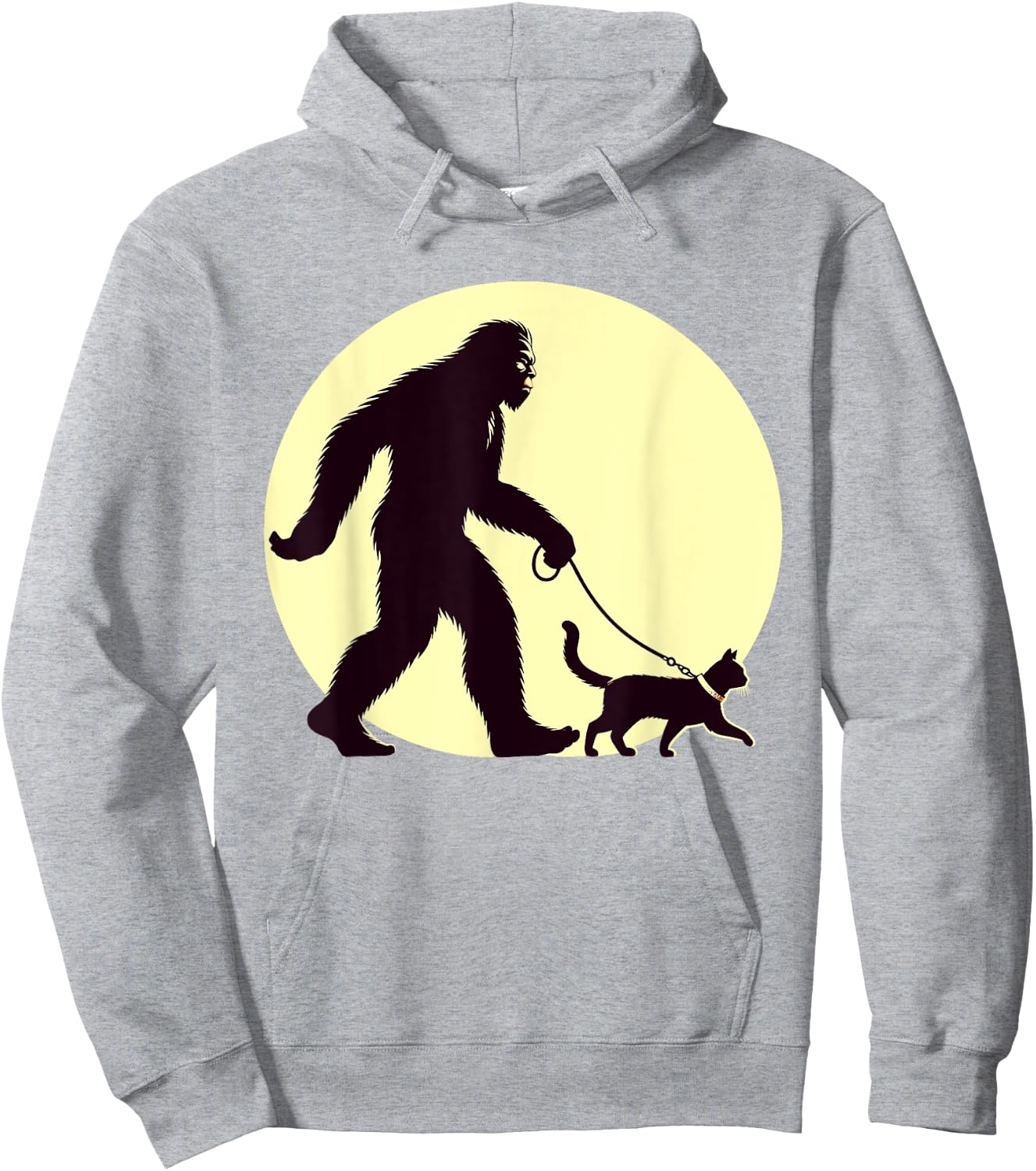 Bigfoot Sasquatch Walking Cat Funny Cat Lover Graphic Art Hoodie - Hoodie | Ash