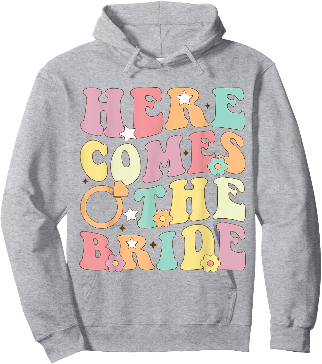 Here Come The Bride Party Retro Groovy Bachelorette Matching Hoodie - Hoodie | Ash