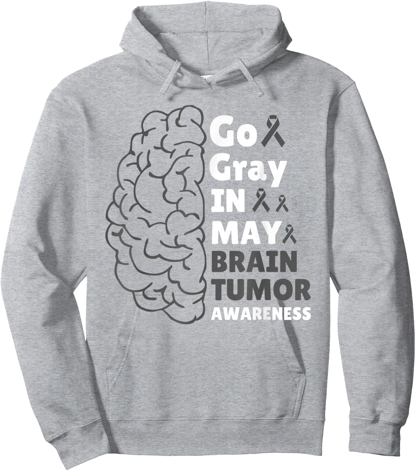 Go Gray In May Brain Tumor Cancer Awareness Day Grey Ribbon Hoodie - Hoodie | Ash