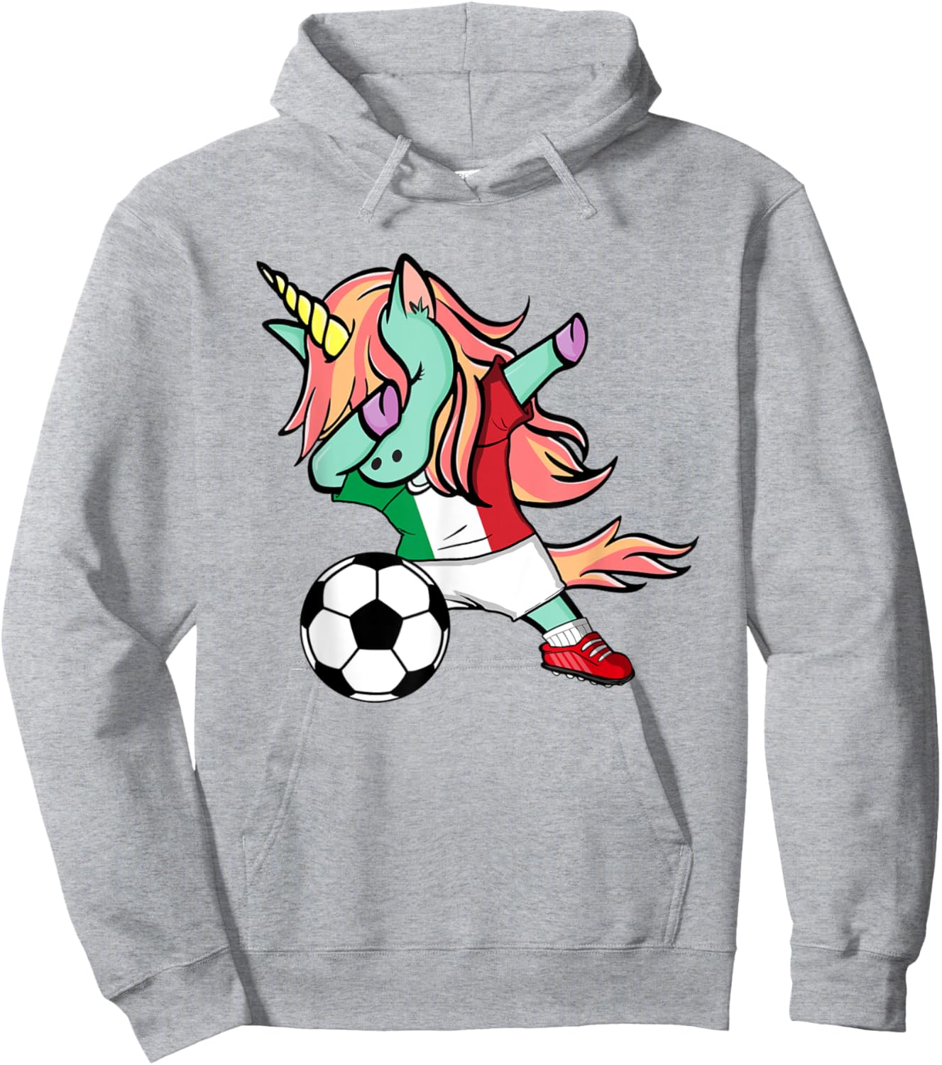Dabbing Unicorn Italy Soccer Jersey Italian Football Lovers Hoodie - Hoodie | Ash