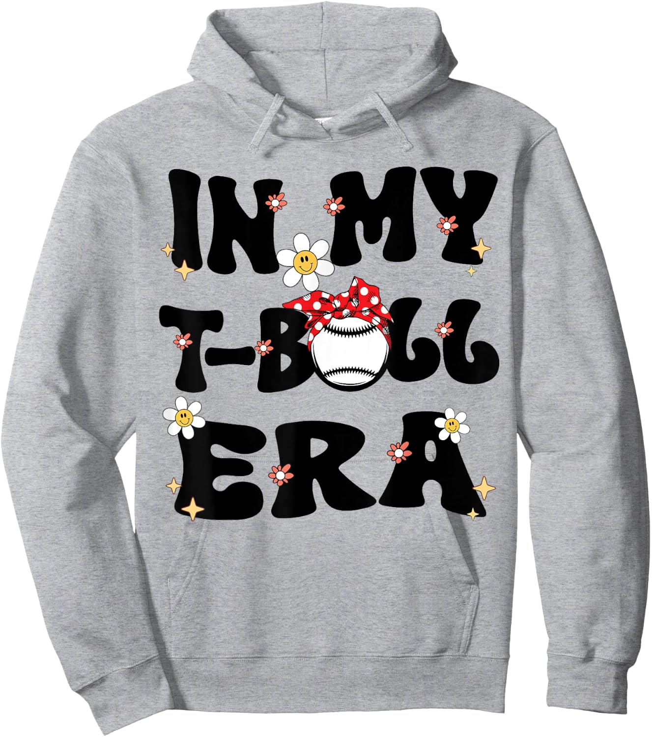 In My Tball Era Retro Groovy T ball ball Kids Girl Boy Hoodie - Hoodie | Ash