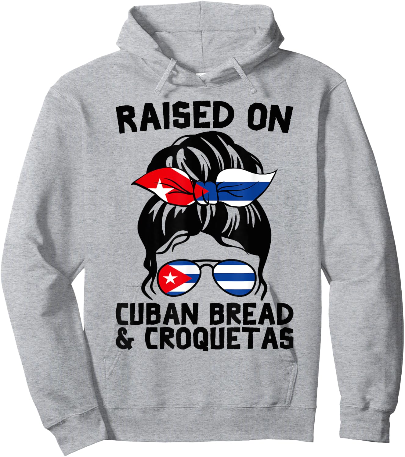 Raised on Cuban Bread and Croquetas Messy Bun Cubanita Hoodie - Hoodie | Ash