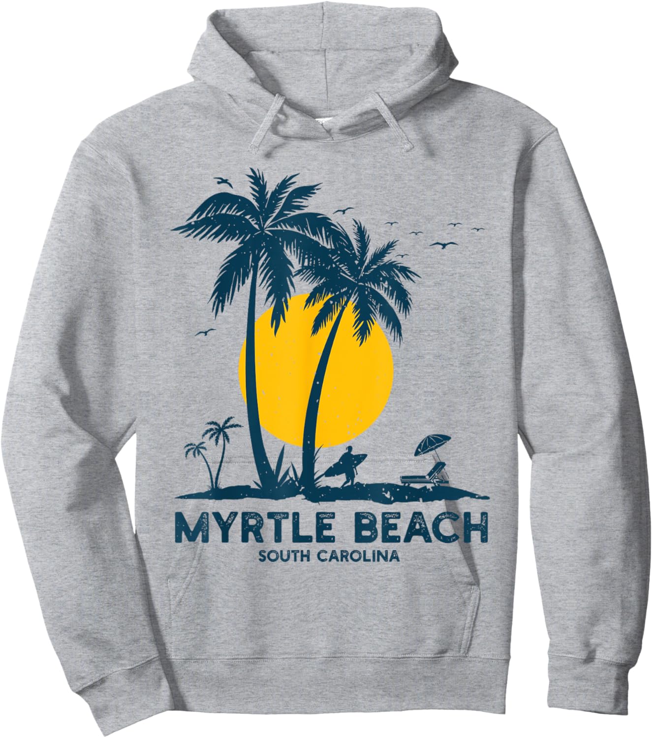 Family Vacation Retro Sunset South Carolina Myrtle Beach Hoodie - Hoodie | Ash