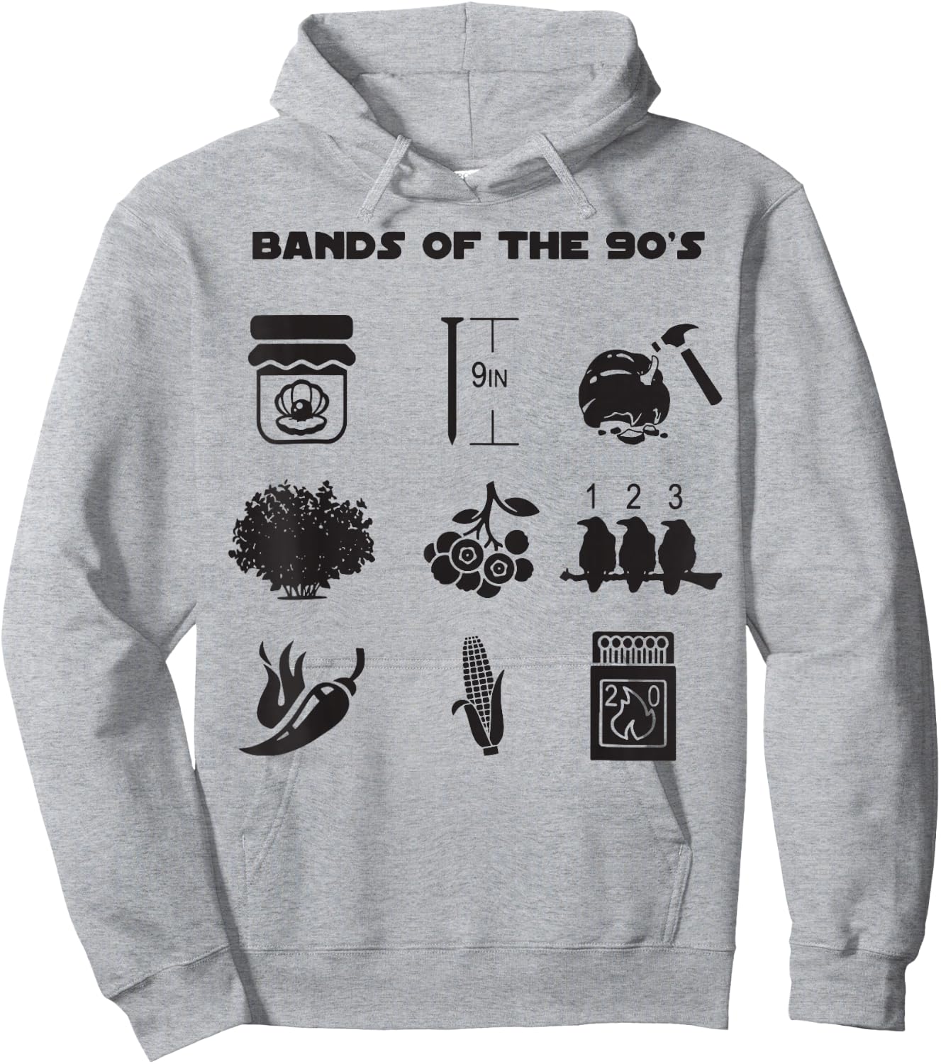 Bands Of The 90's Hoodie - Hoodie | Ash
