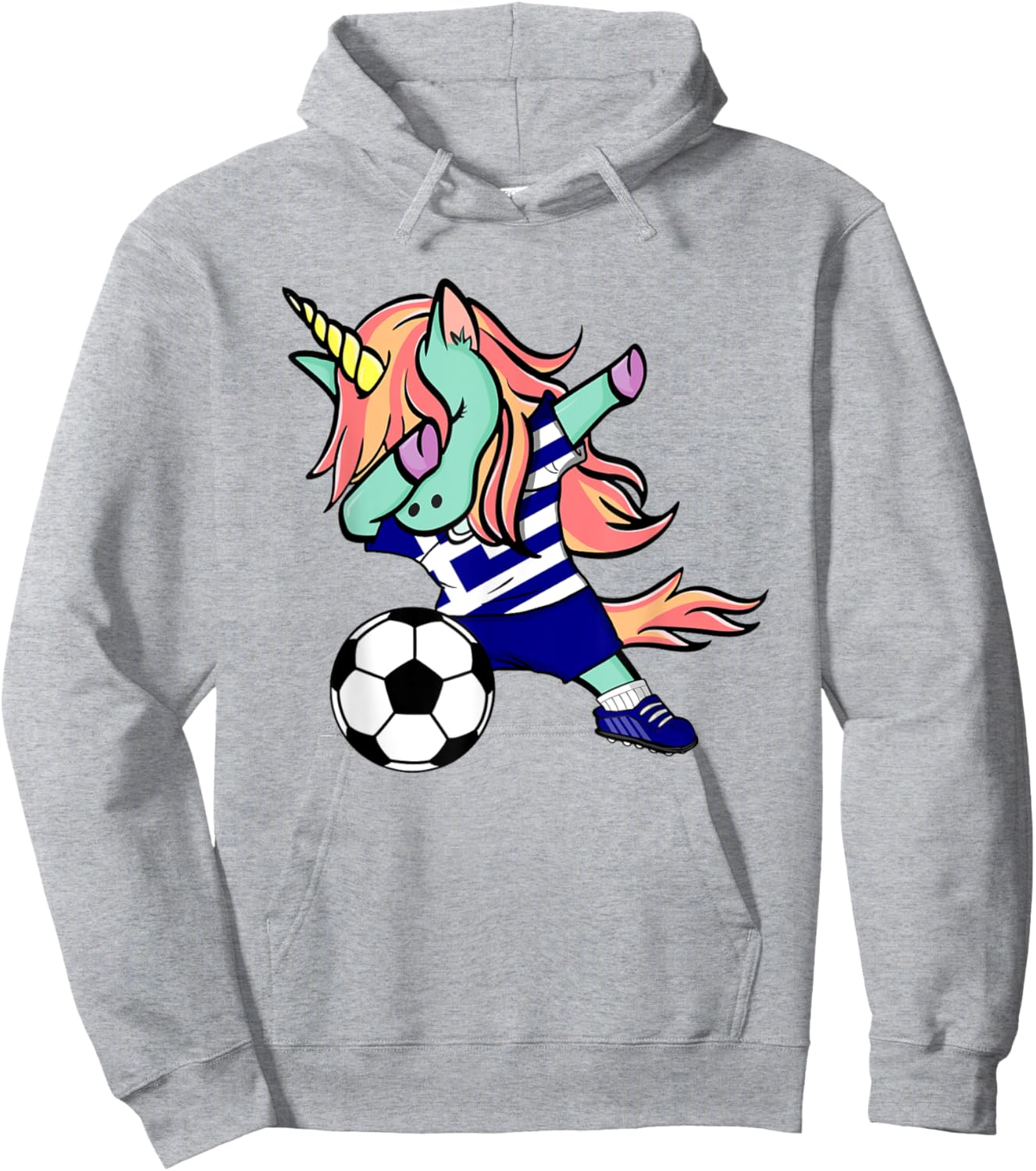 Dabbing Unicorn Soccer Greece Jersey Shirt Greek Football Hoodie - Hoodie | Ash