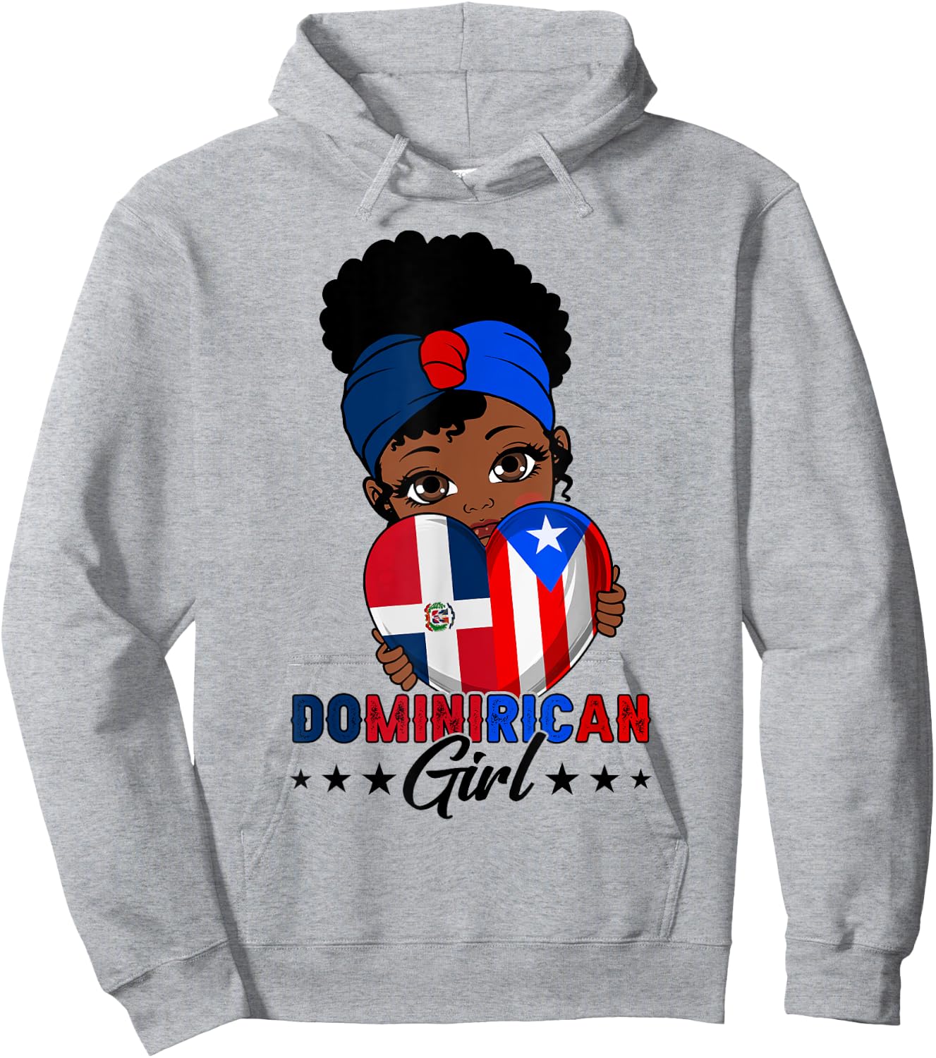 Dominirican Girl Puerto Rico & Dominican Republic Flag Pride Hoodie - Hoodie | Ash