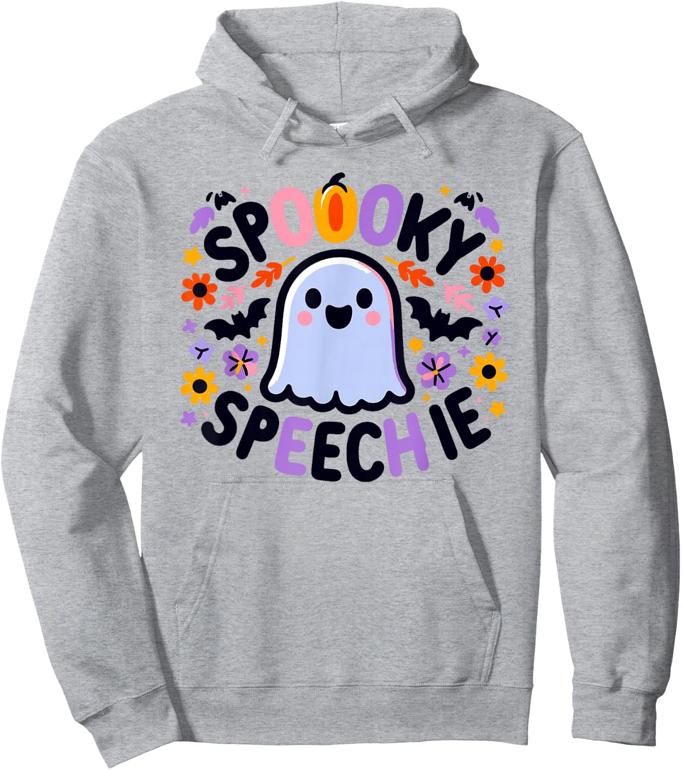 SLP Halloween Speech Therapy Spooky Ghost Speech Therapist Hoodie - Hoodie | Ash