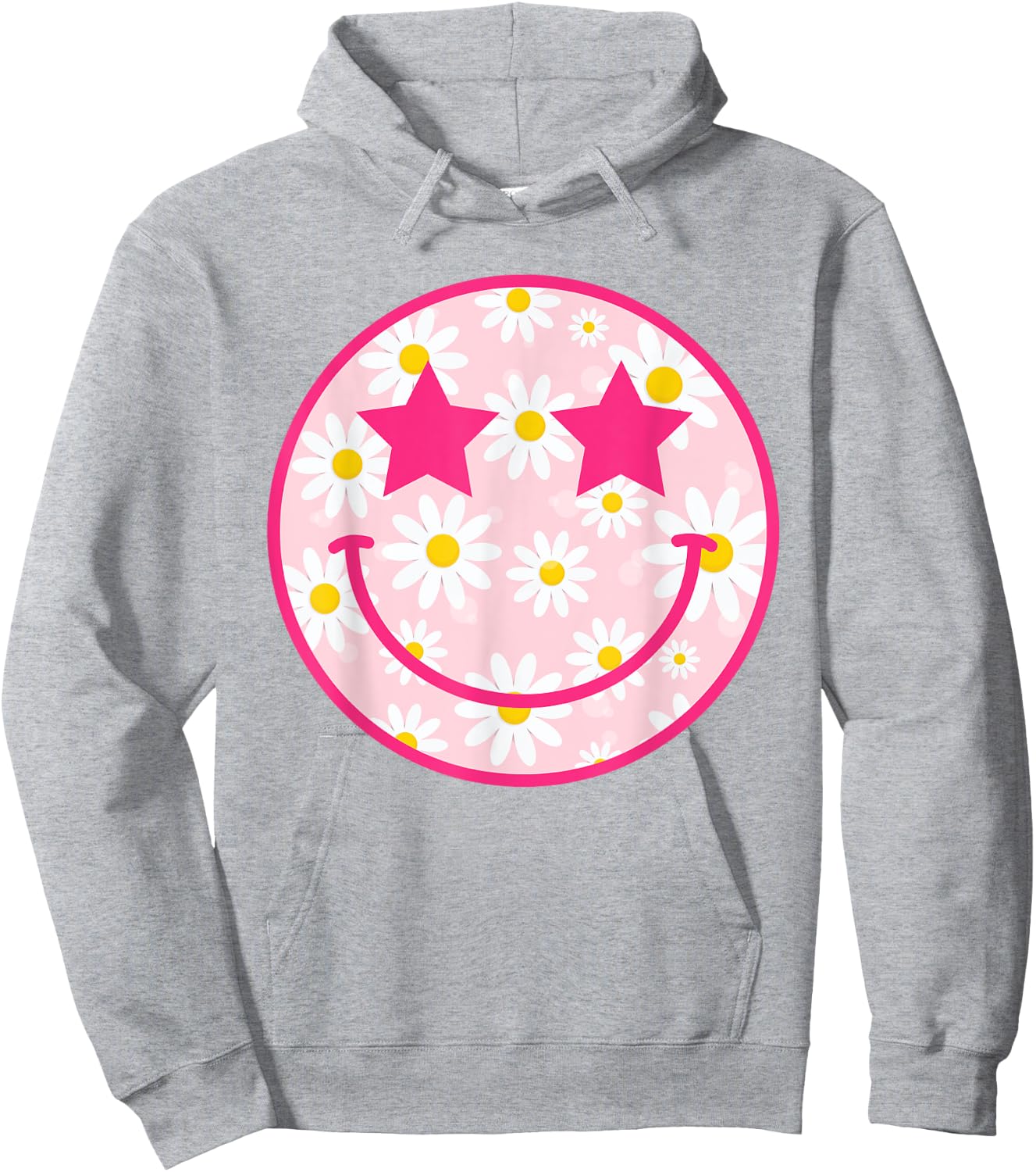 Happy Face Floral Shirt Preppy Aesthetic Smiling Face Hoodie - Hoodie | Ash
