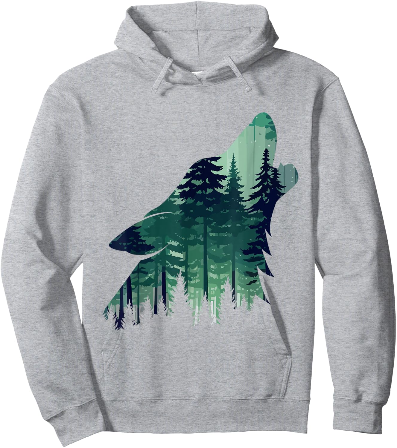 Landscape Animal Art Nature Forest Hiking Howling Wolf Hoodie - Hoodie | Ash