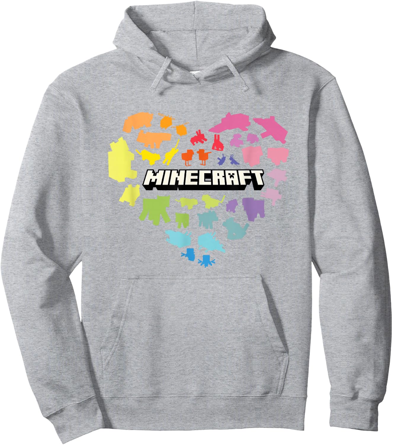 Minecraft Valentine's Day Heart Shaped Rainbow Icons Hoodie - Hoodie | Ash