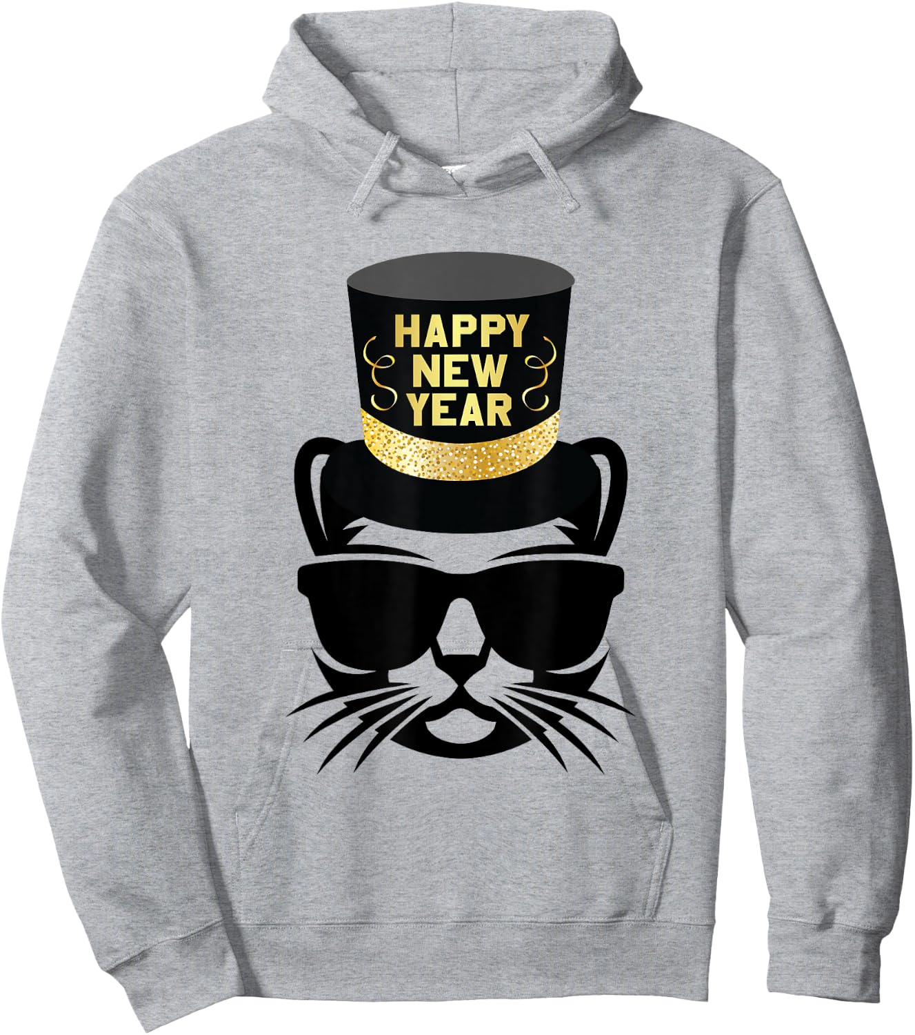 Happy New Year Cat Hoodie - Hoodie | Ash