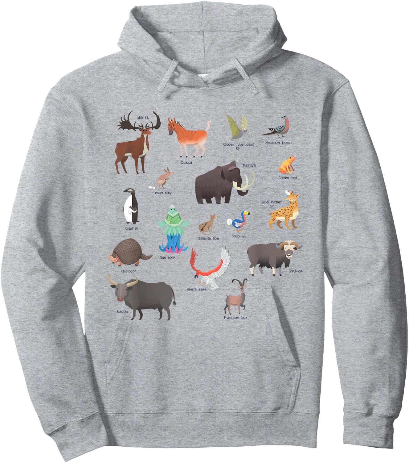 Extinct Animals Chart Design Dodo Learning Gift Kids Hoodie - Hoodie | Ash