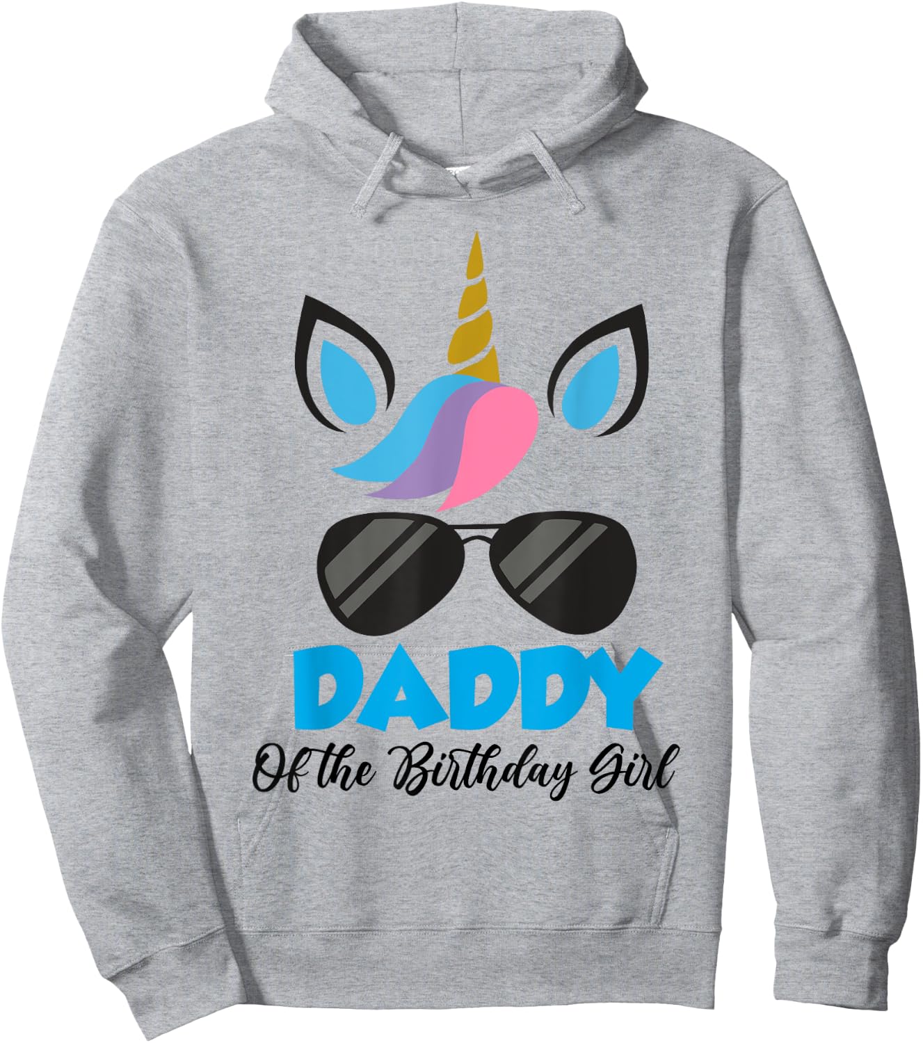 Unicorn Daddy of the Birthday Girl Shirt Matching Party Hoodie - Hoodie | Ash