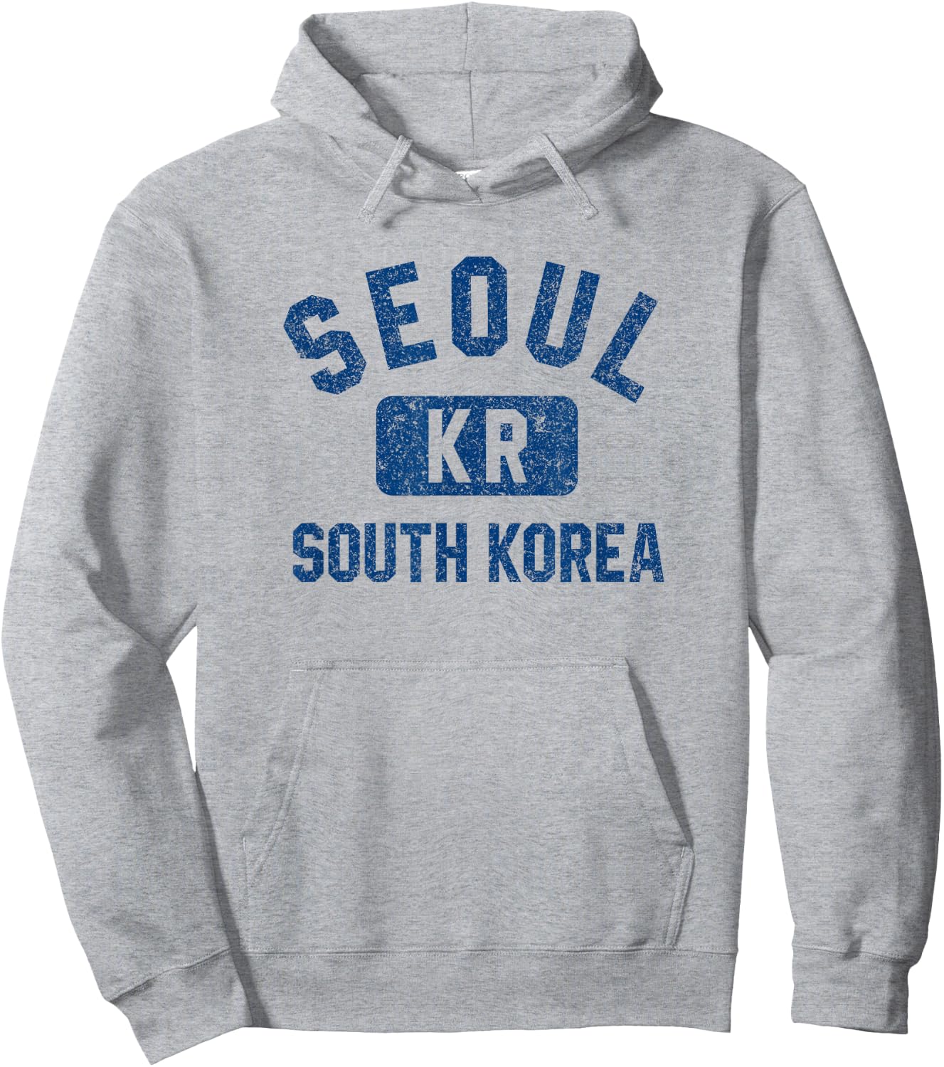 Seoul South Korea KR Gym Style Distressed Dark Blue Print Hoodie - Hoodie | Ash