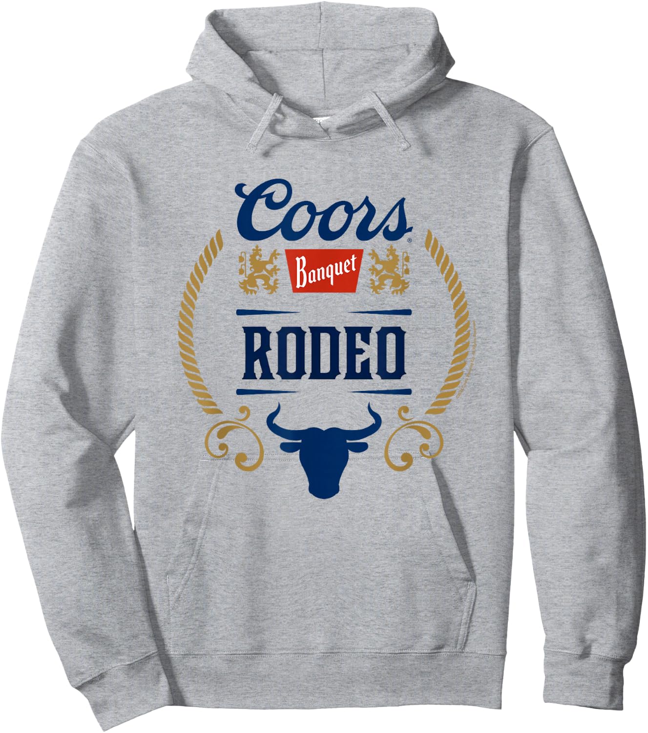 Coors Banquet Rodeo Bull Horns Framed Badge Hoodie - Hoodie | Ash