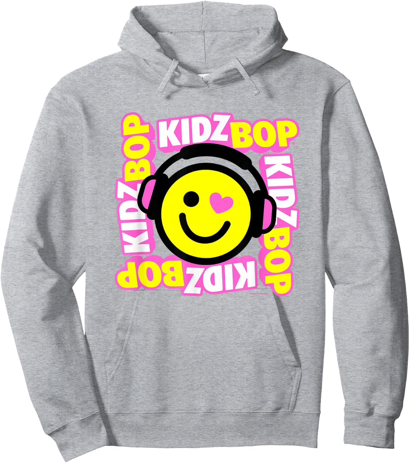 Kidz BOP Merch – Heart Smiley Face with Headphones Hoodie - Hoodie | Ash