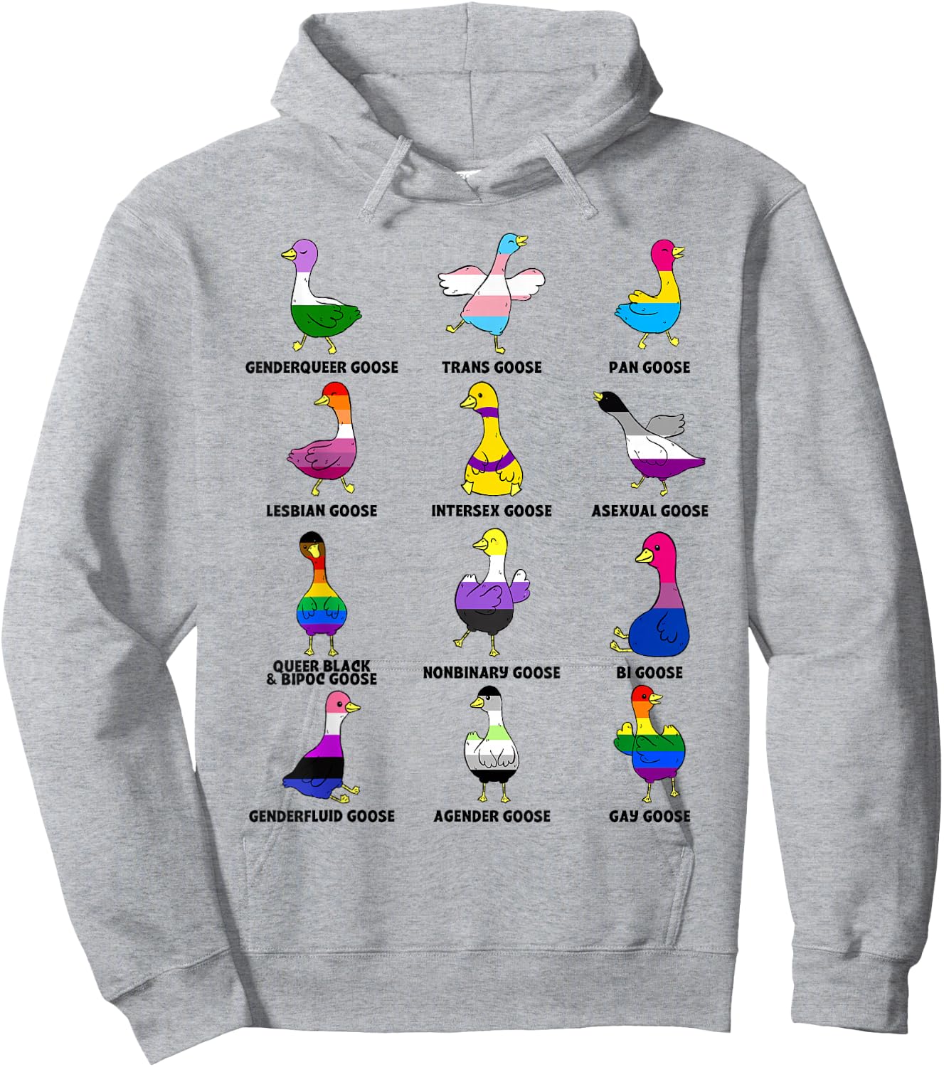 Cute Goose Geese LGBTQ Pride Month Rainbow Flag Proud Ally Hoodie - Hoodie | Ash