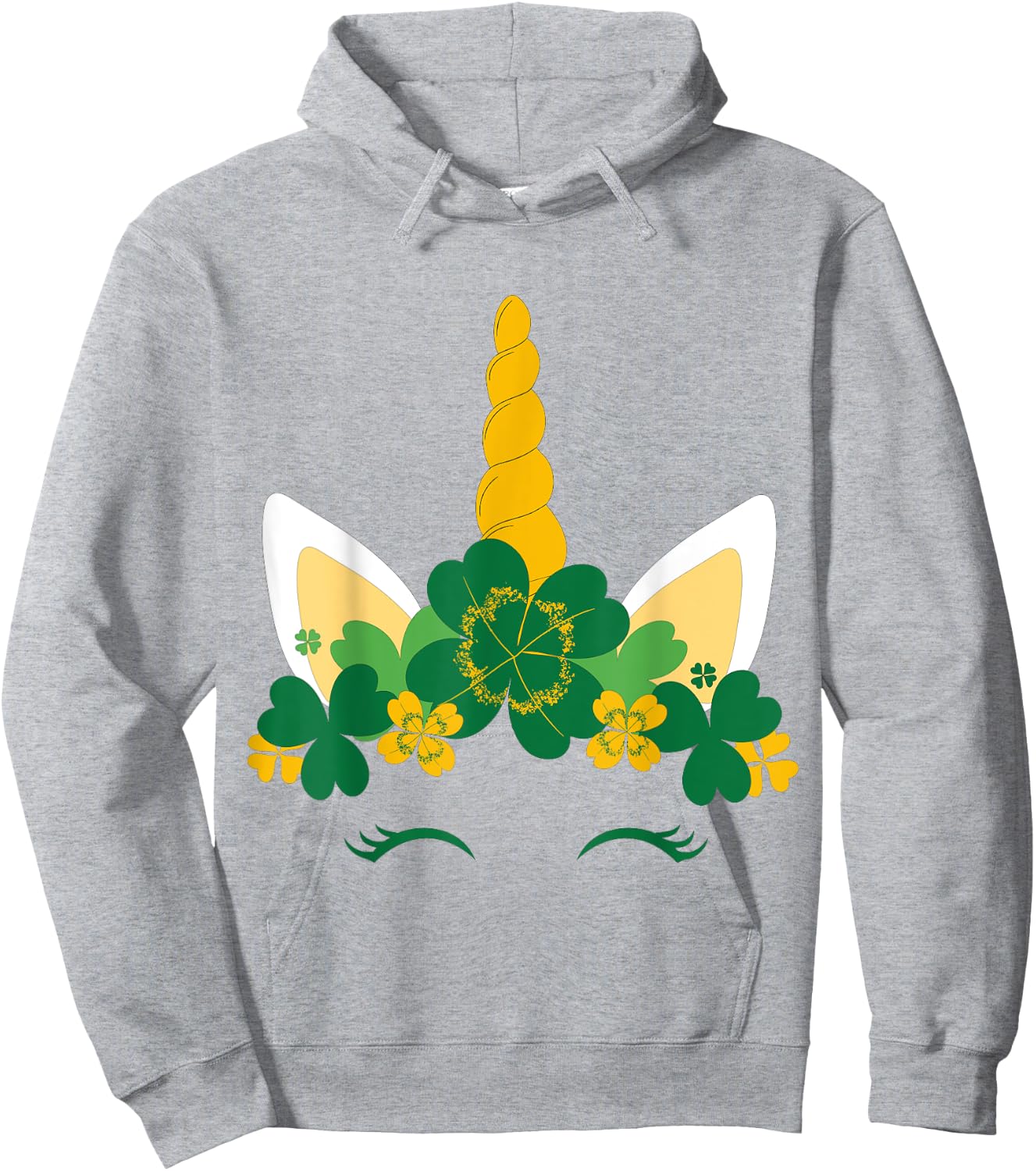 Kids St Patricks Day Unicorn Face Shamrock Pattys Toddler Hoodie - Hoodie | Ash