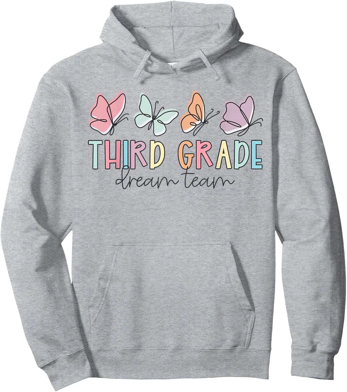 Kids Third Grade Dream Team Butterfly First Day Of School Hoodie - Hoodie | Ash