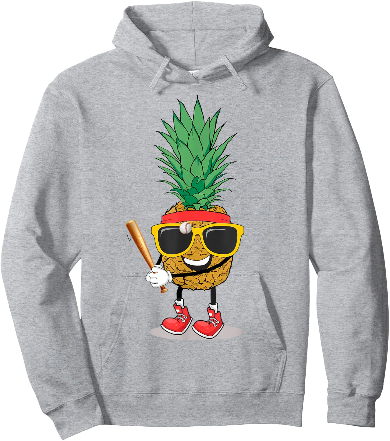 Funny Tropical Fruit Pineapple & Baseball Ball Summer Vacay Hoodie - Hoodie | Ash