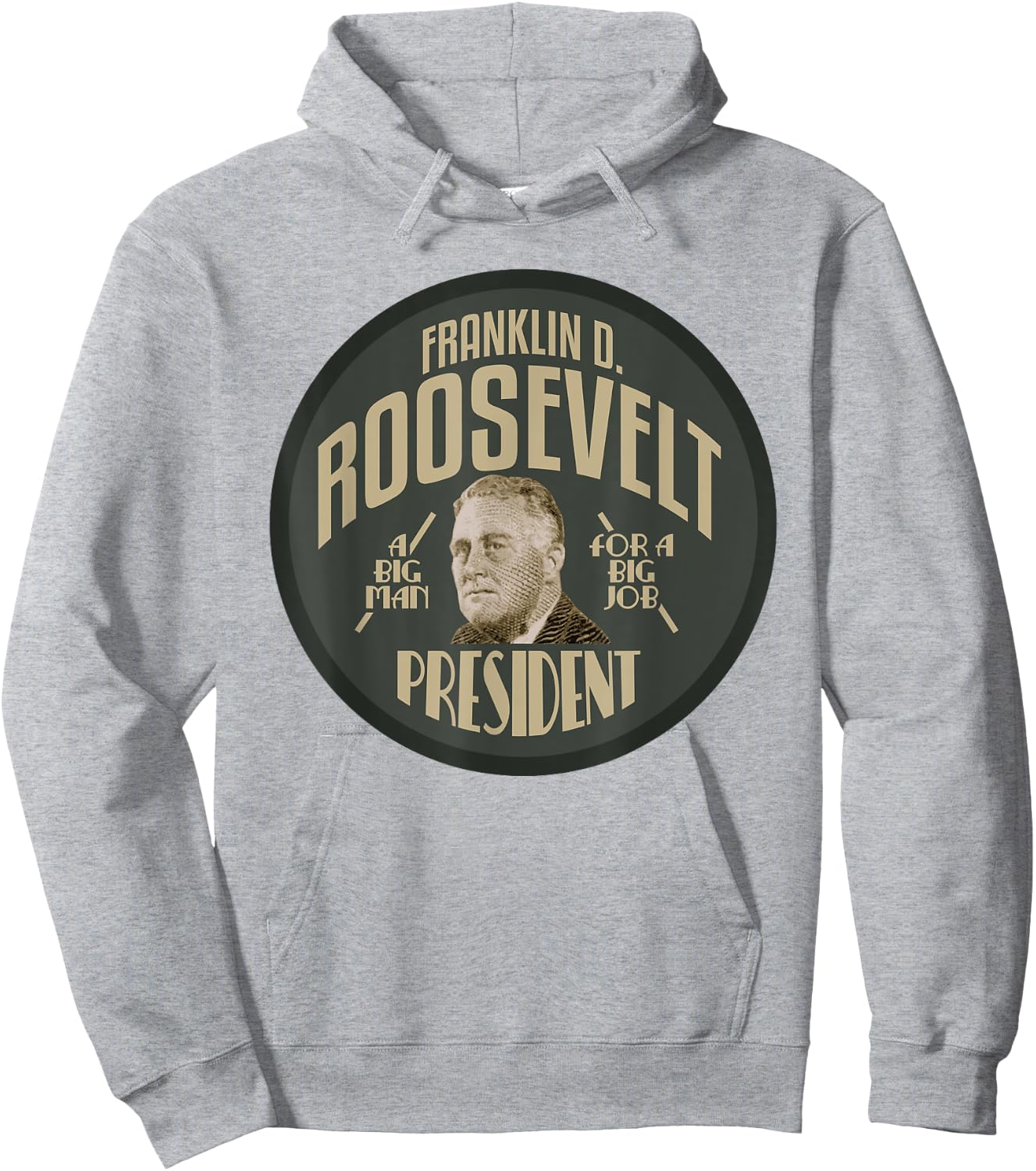 American History Gifts FDR President Franklin Roosevelt , Men's -Adults Grey Classic Fit Short Sleeve Collarless , Small Hoodie - Hoodie | Ash