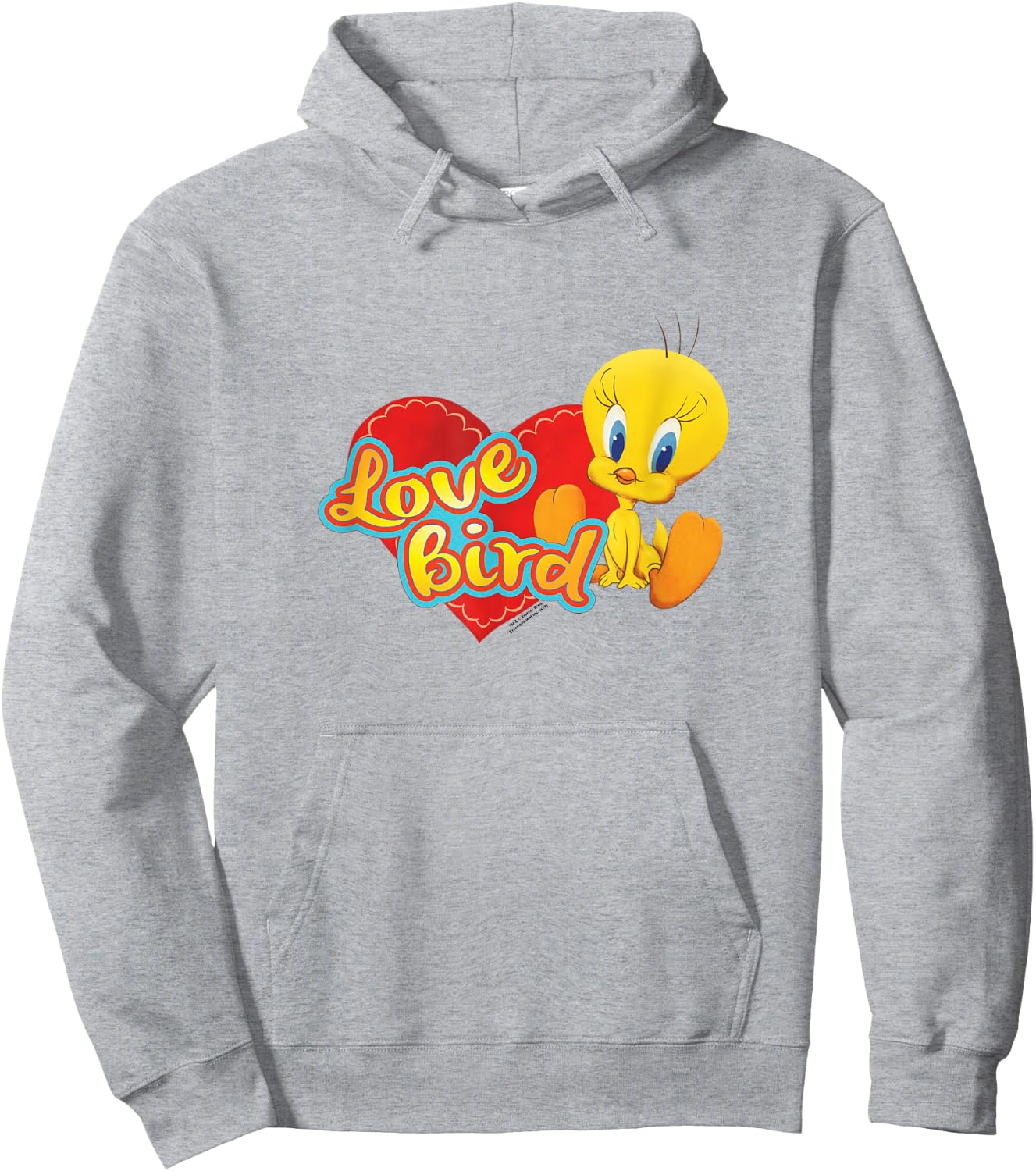 Popfunk -Adult Yellow Cartoon Tweety Love Bird Valentine's Day Hoodie - Hoodie | Ash