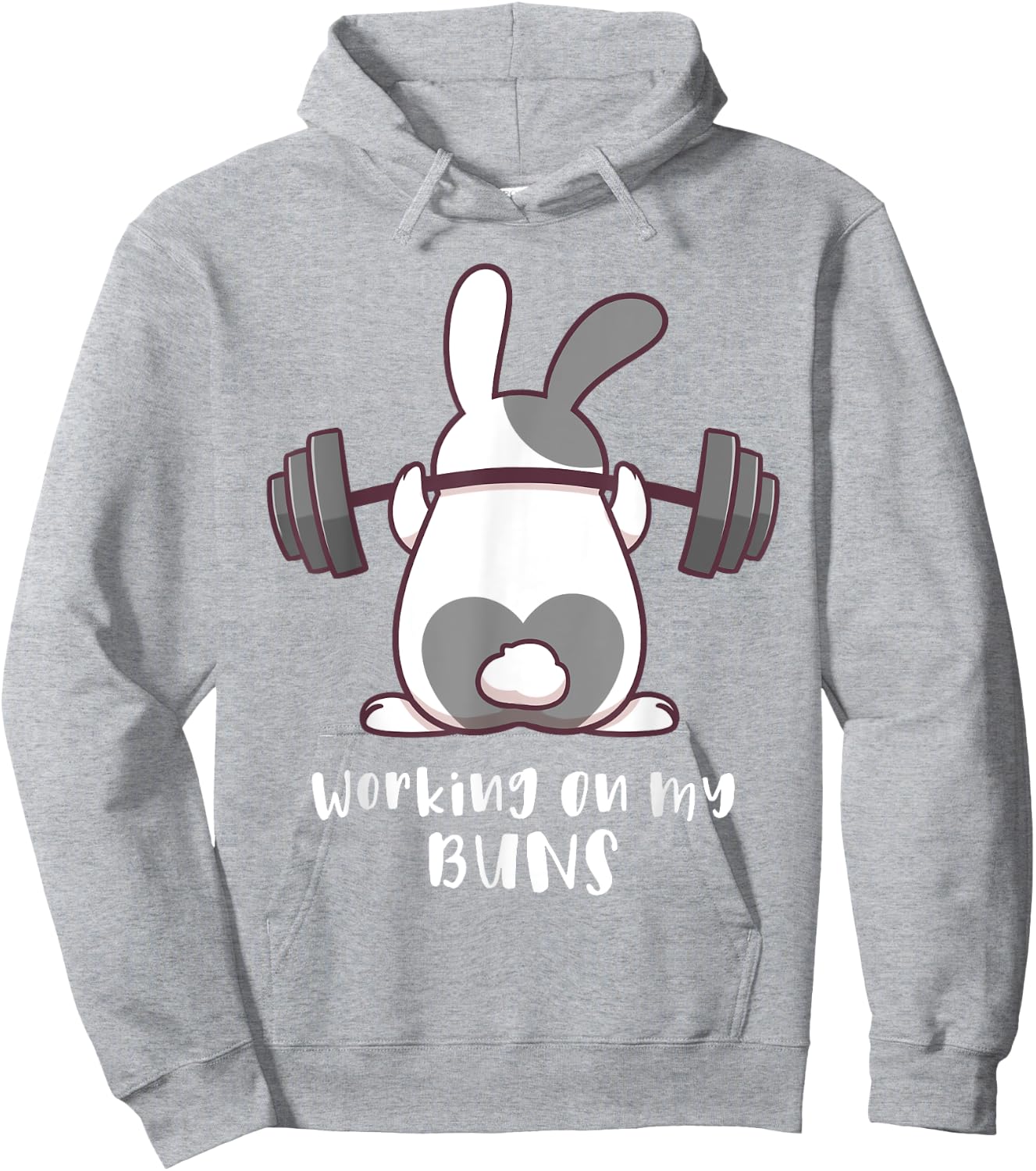 Working On My Buns Bunny Workout Gym Pun Gift Cute T Shirt Hoodie - Hoodie | Ash