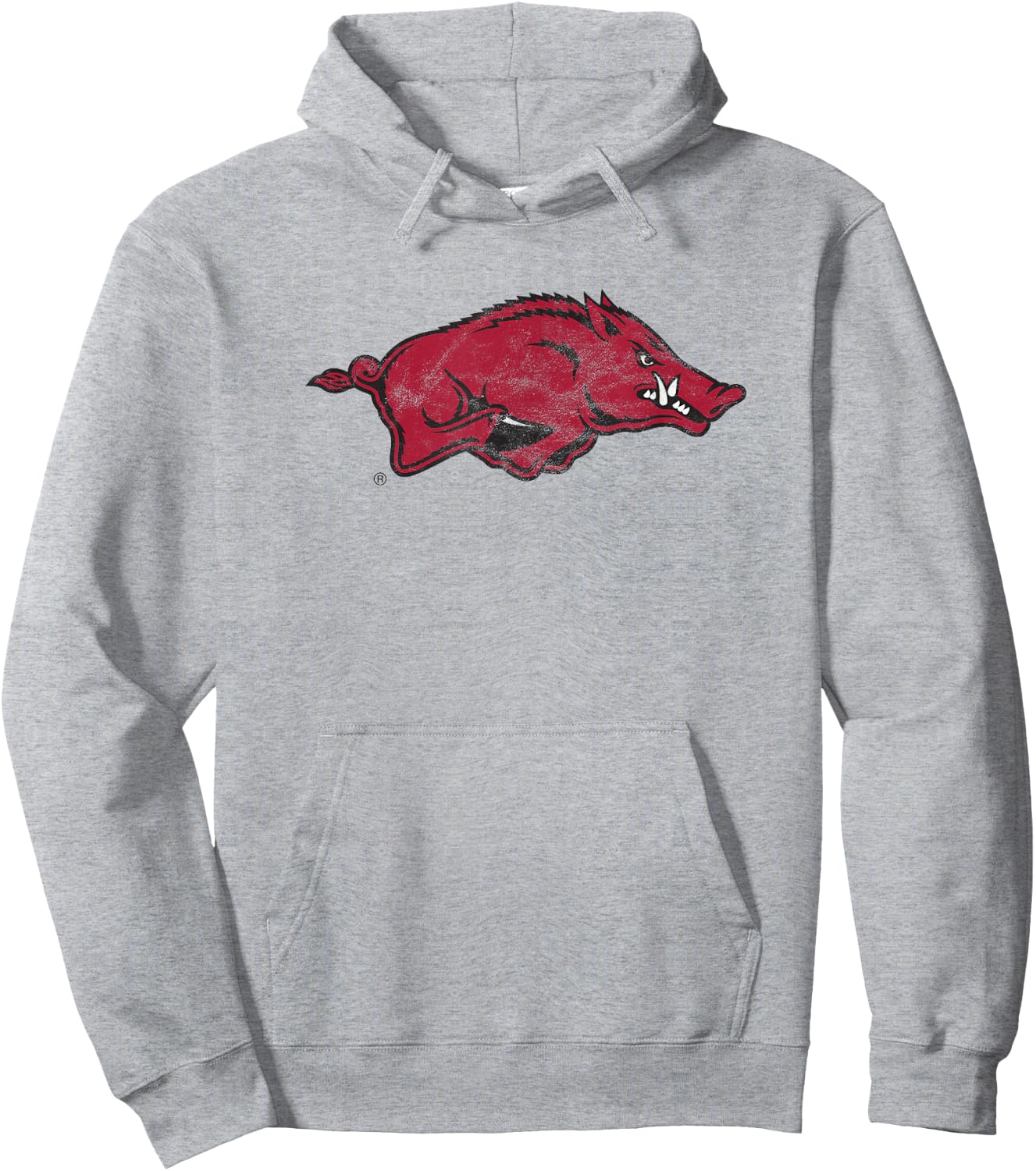 University of Arkansas Razorbacks Distressed Primary Logo Hoodie - Hoodie | Ash