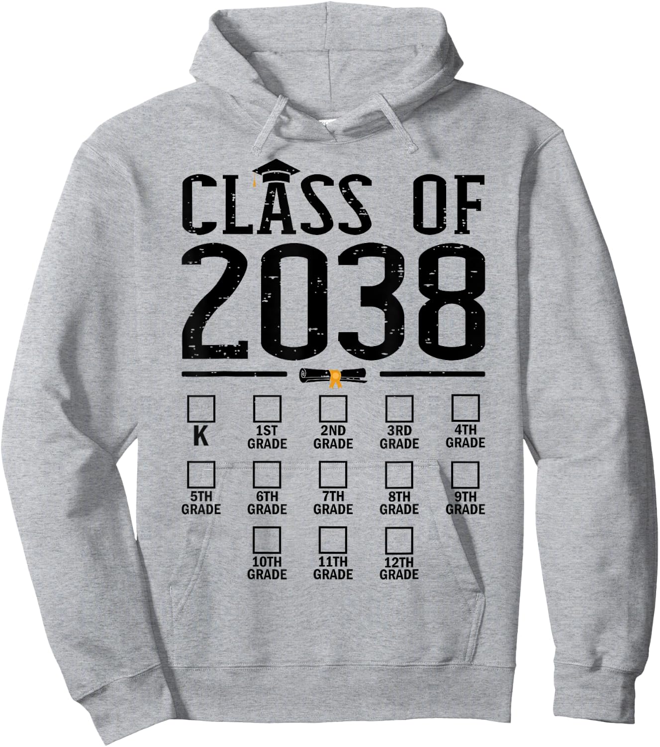 Class of 2038 grow with me checklist kindergarten 12th grade Hoodie - Hoodie | Ash