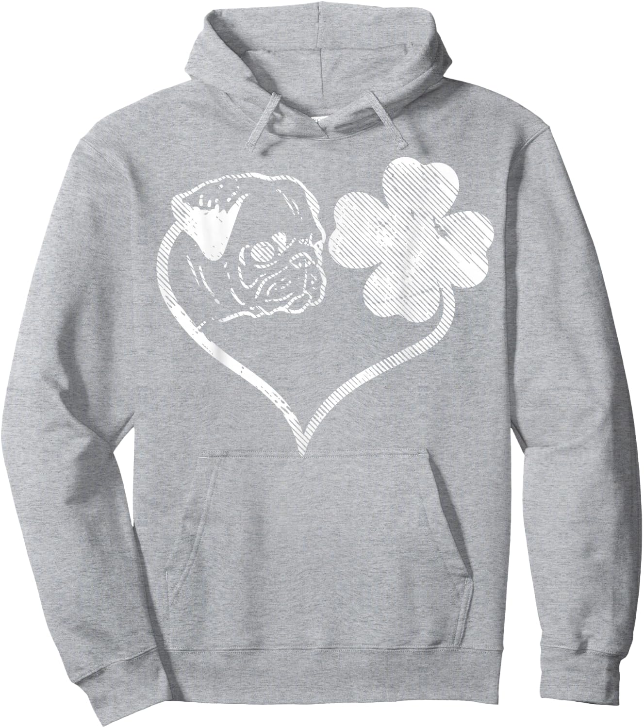 Irish Pug Face Shamrock Clover St Patricks Day Dog Owner Hoodie - Hoodie | Ash