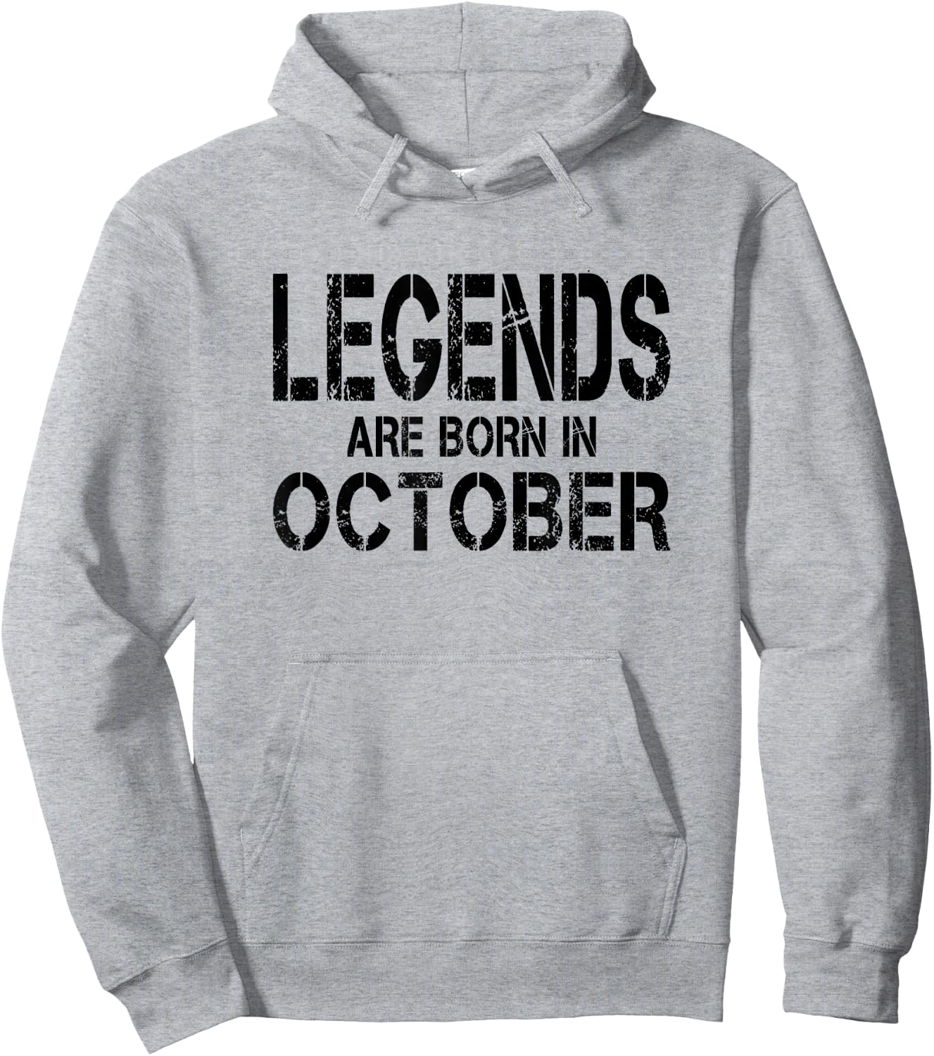 Legends Are Born In October - Black Distressed Lettering Hoodie - Hoodie | Ash